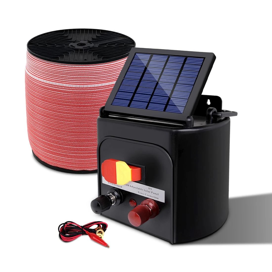 1 Giantz Fence Energiser 3KM Solar Powered Electric 1200M Poly Tape - Multi, 1 of 7