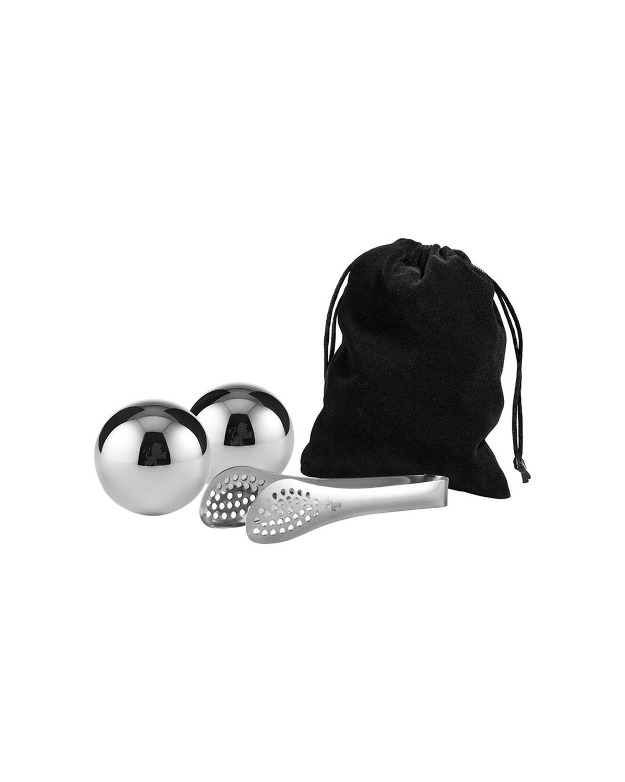 2 Maxwell & Williams 2x 2pc Cocktail & Co Reusable Stainless Steel Ice Ball Set With Tongs - Silver, 2 of 3