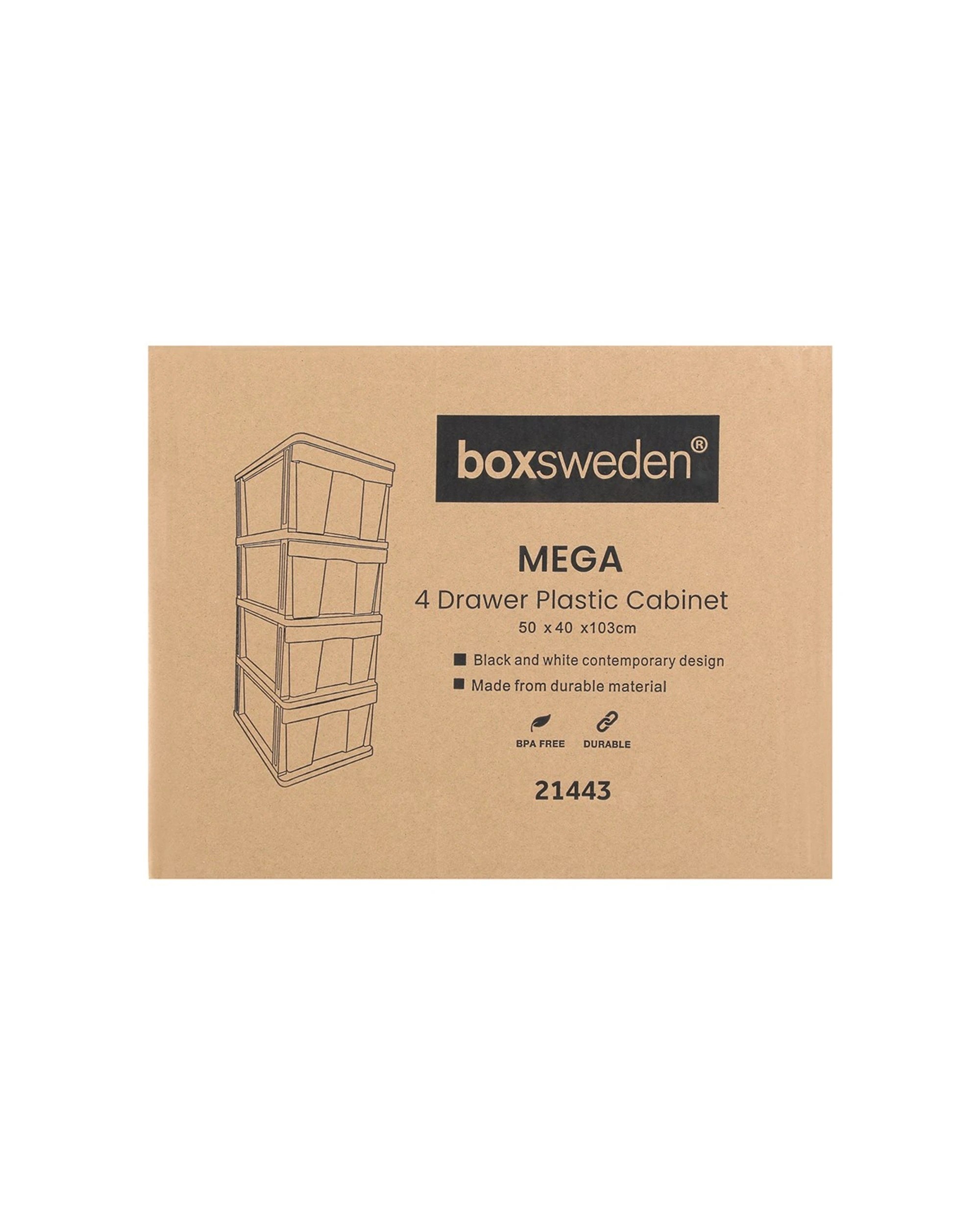 4 Boxsweden Mega 4 Drawer Plastic Cabinet 103cm And White Storage Unit.
 - Black, 4 of 5