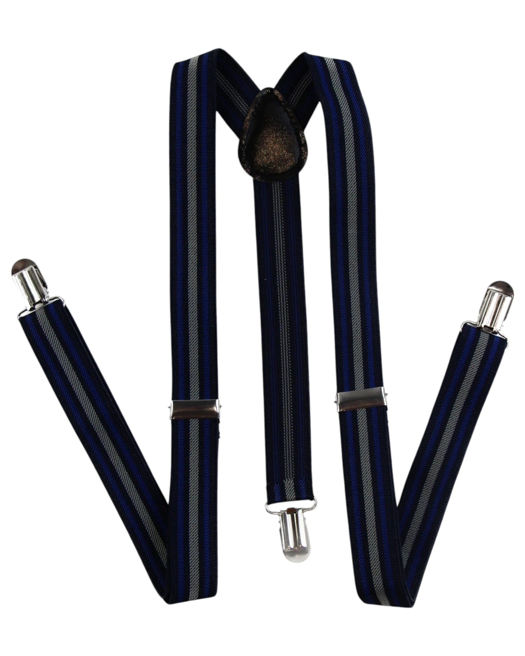 3 Zasel Mens Adjustable Black, Navy & Grey Striped Patterned Suspenders - Multi, 3 of 5