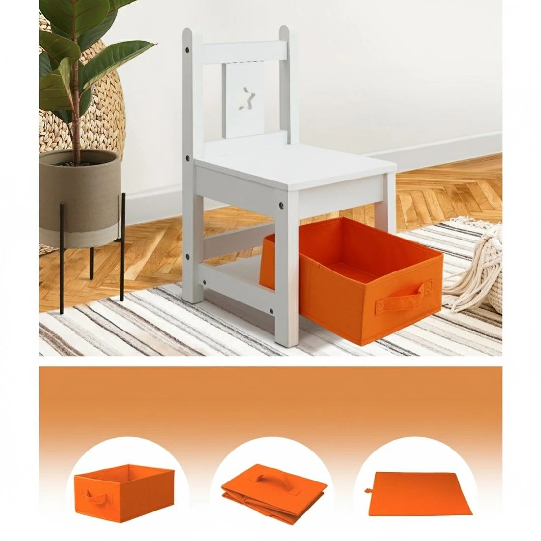 5 Keezi 3PCS Kids Table and Chairs Set Children Furniture Play Toys Storage - Multi, 5 of 5