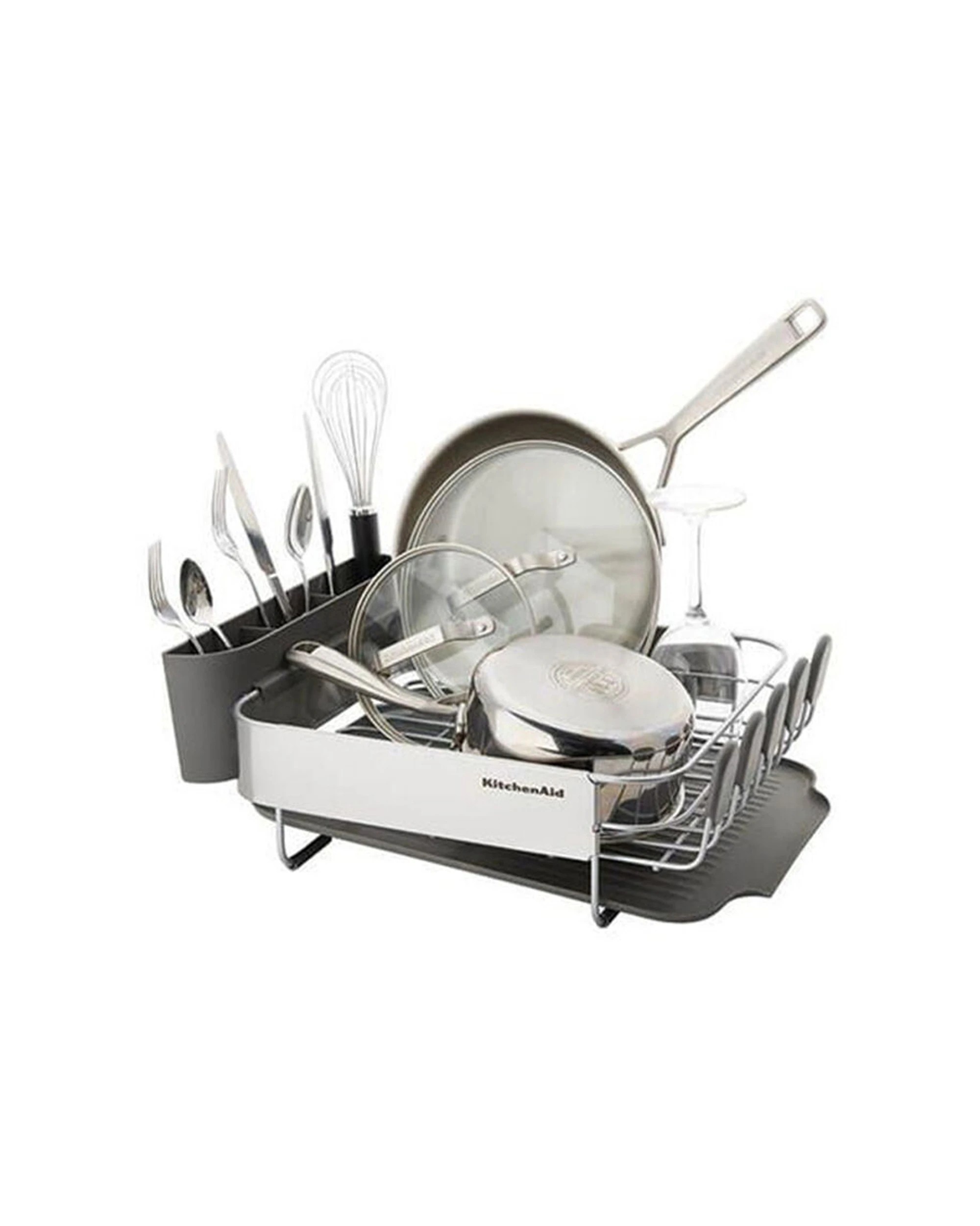 4 KitchenAid Three Compartment Compact Dish Sink Drying Rack - Charcoal, 4 of 5