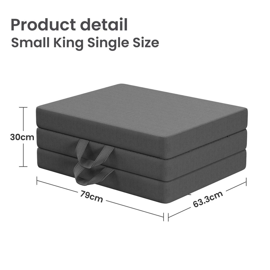 3 BedStory Folding Mattress Small King Single Trifold Mattress Firm Support Foam Washable - King Single Bed - Black, 3 of 6