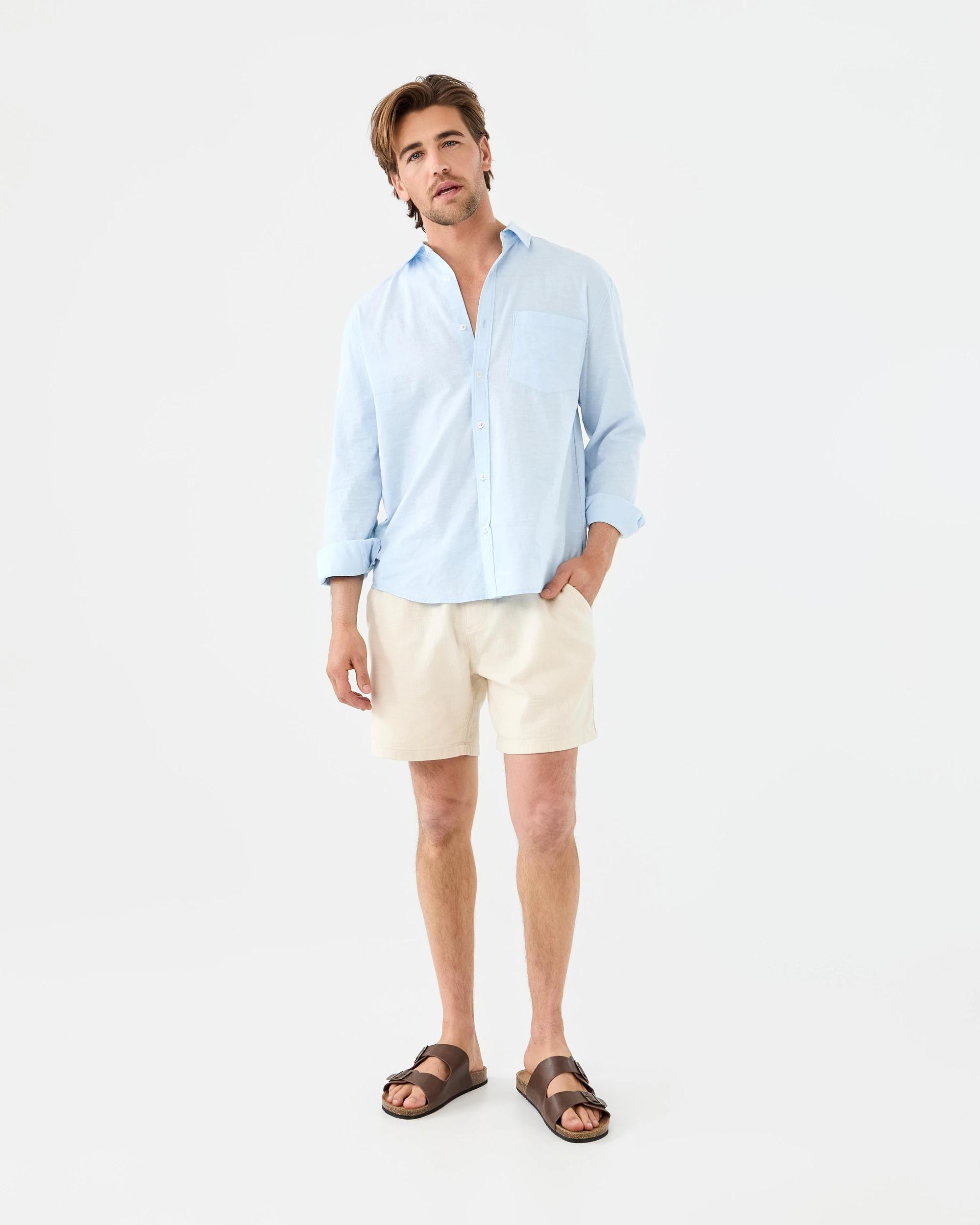 2 Long Sleeve Cotton Linen Shirt Blu Crystl, 2 of 10