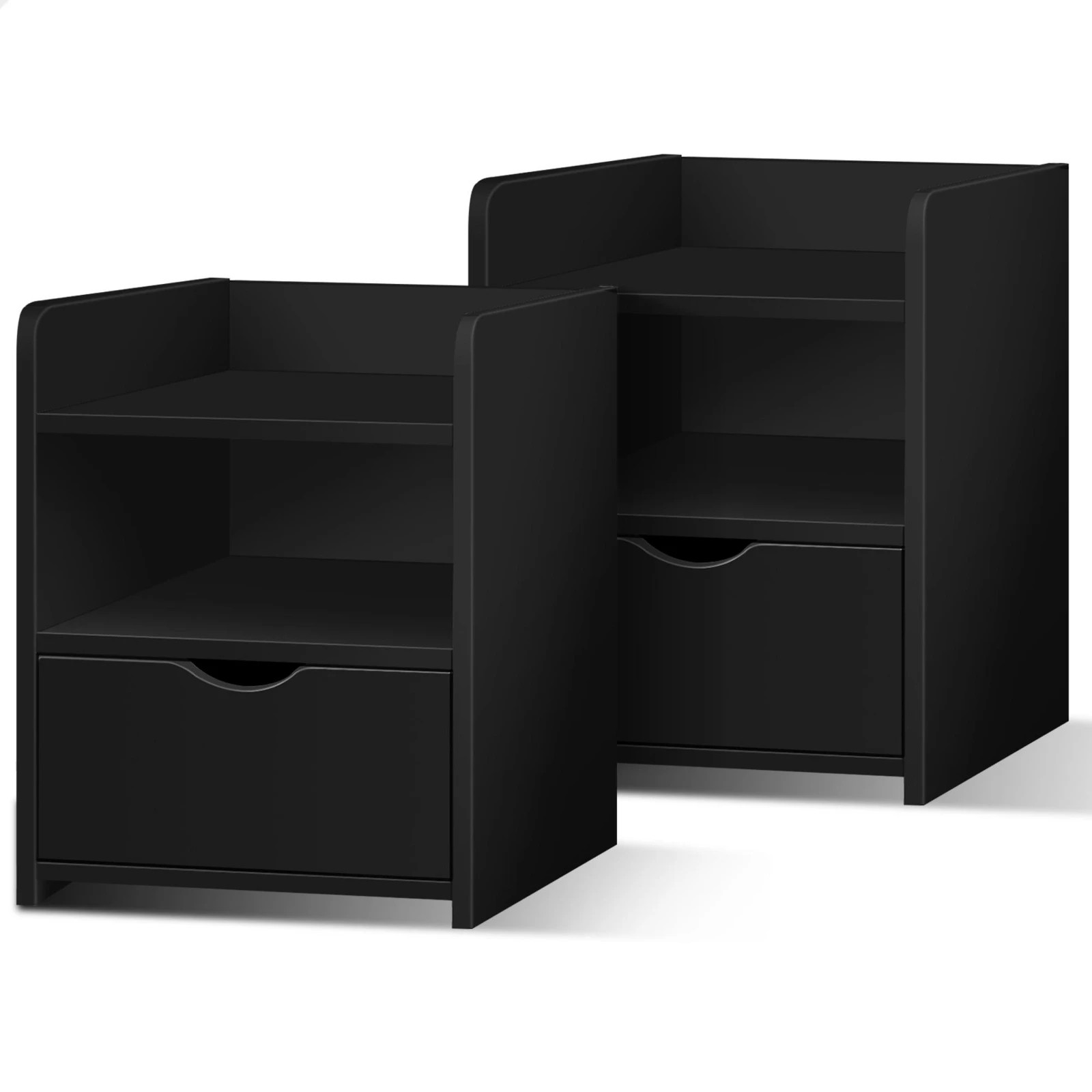 1 Alfordson 2x Bedside Table Nightstand Storage Cabinet Side End Drawers - Black, 1 of 6