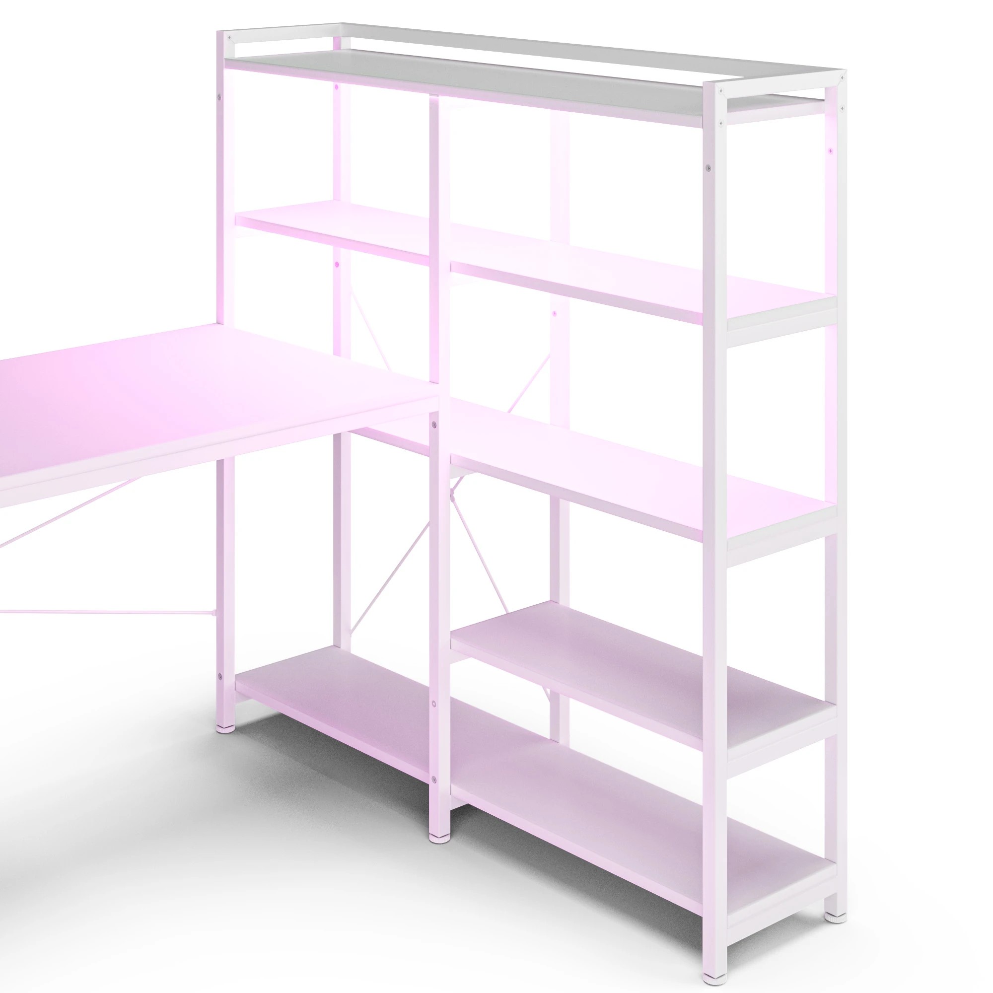 6 Advwin U Shaped Gaming Desk With Led Lights & Power Outlets Reversible 164cm Computer Desk With Bookshelf, 6 of 9