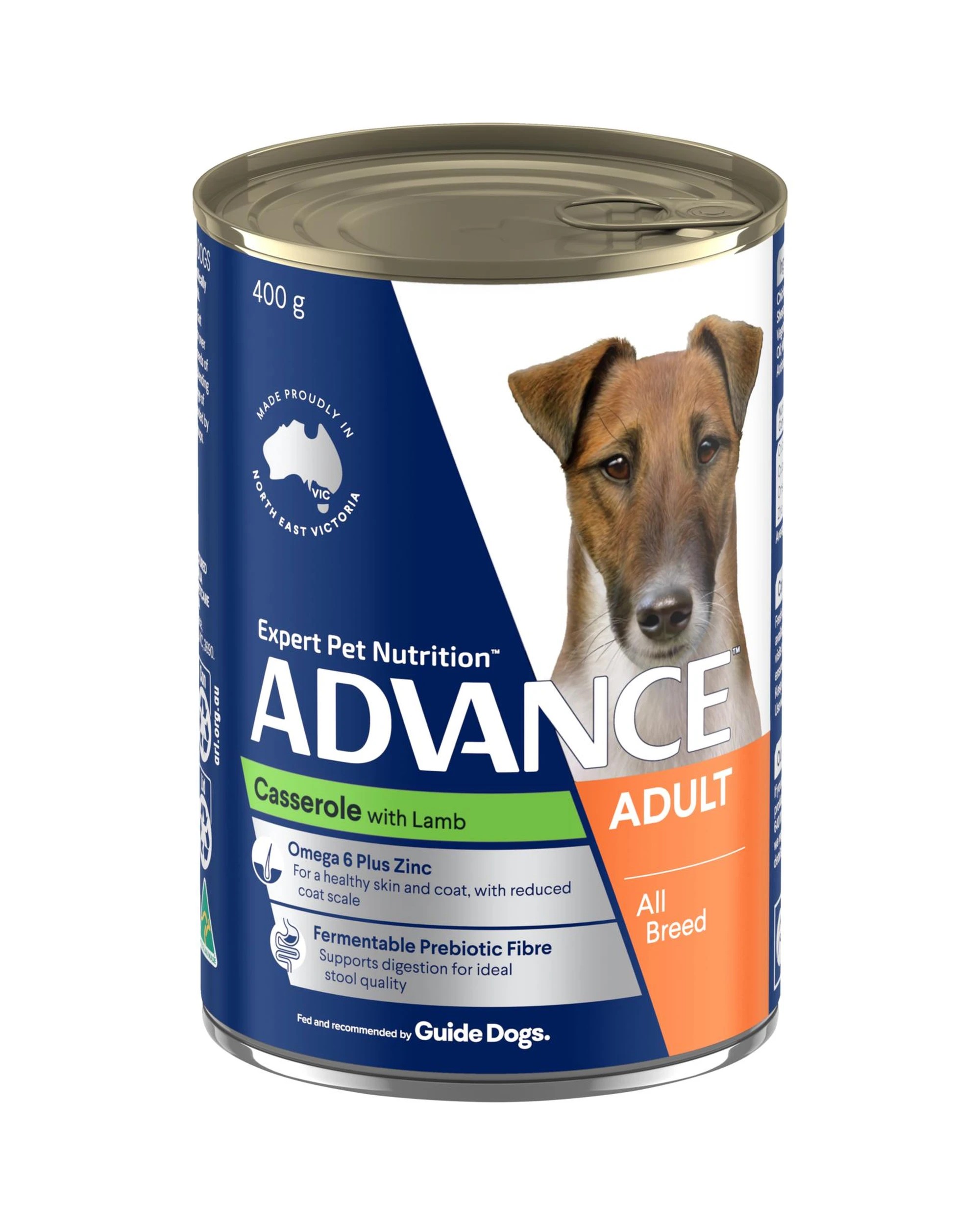 1 Advance Adult All Breed Wet Dog Food Casserole w/ Lamb 12 x 400g, 1 of 3