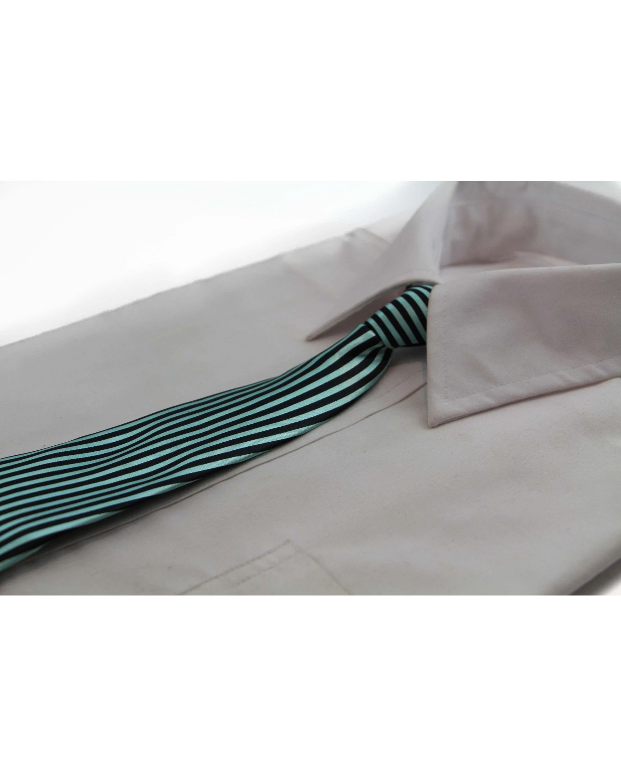 1 Zasel Kids Boys Turquoise & Black Patterned Elastic Neck Tie - Thin Diagonal Stripe, 1 of 2