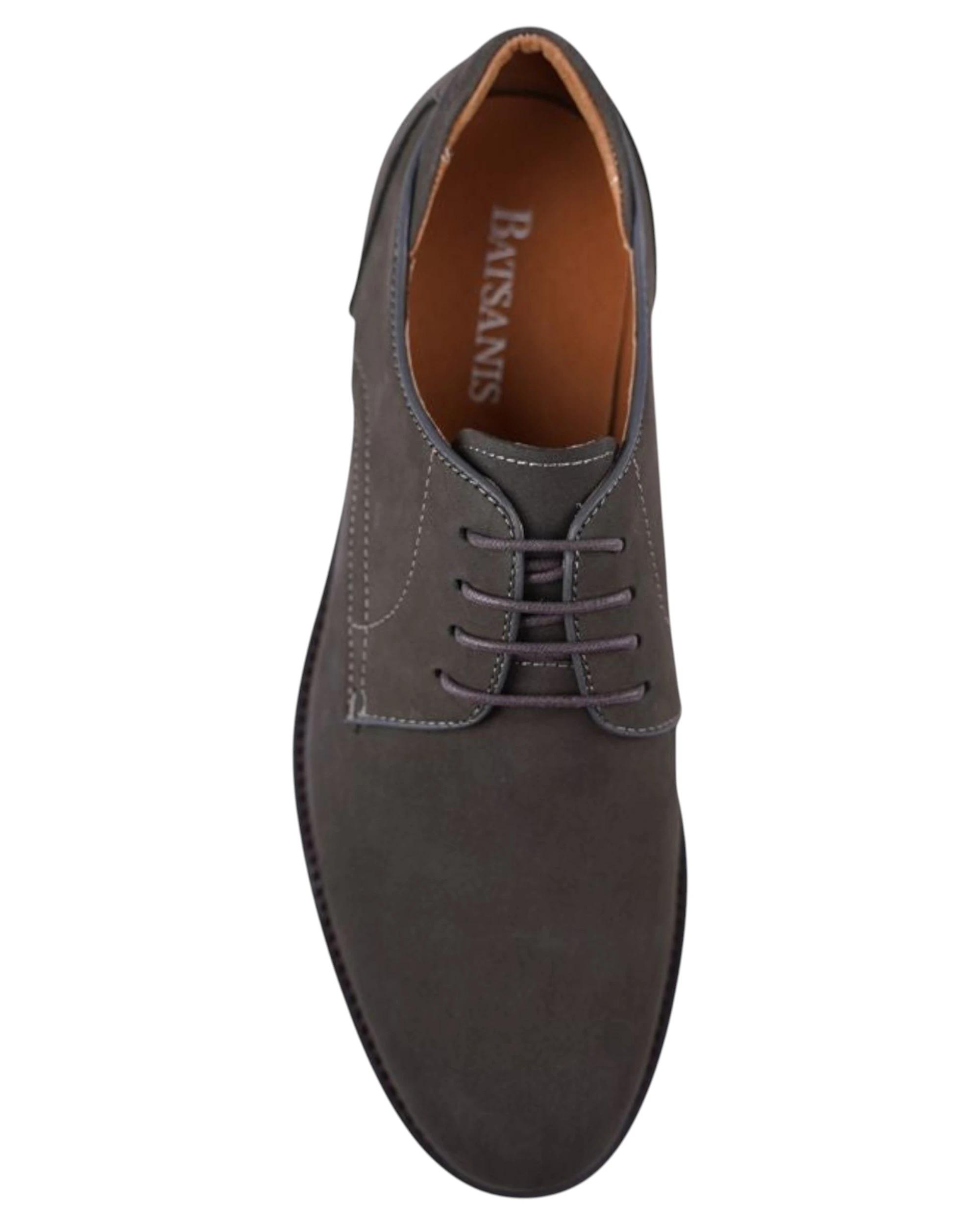 3 Batsanis Mens Colter Lace Up Work Formal Shoes DARK GREY, 3 of 6