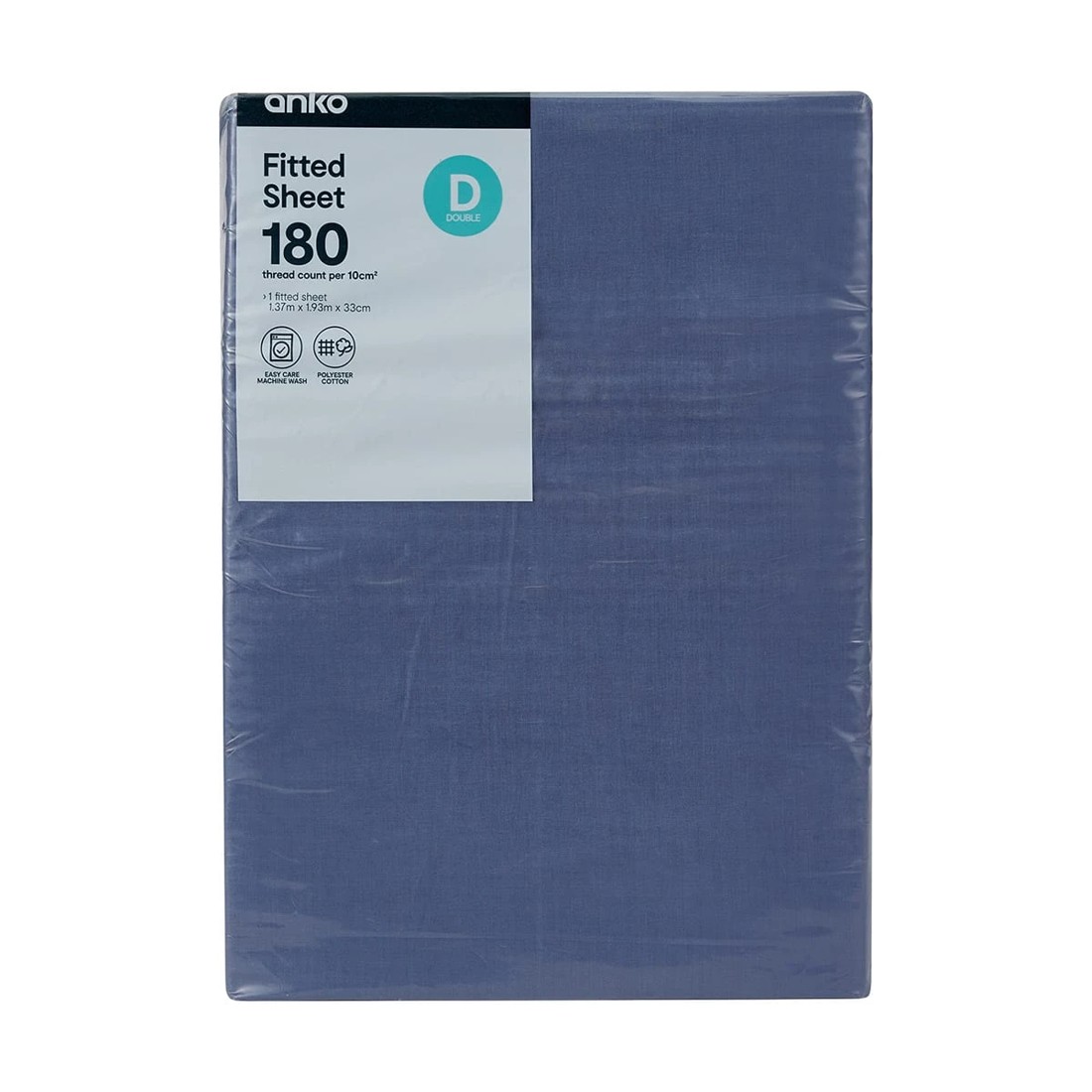 4 180 Thread Count Fitted Sheet - Double Bed, Mid Blue, 4 of 4