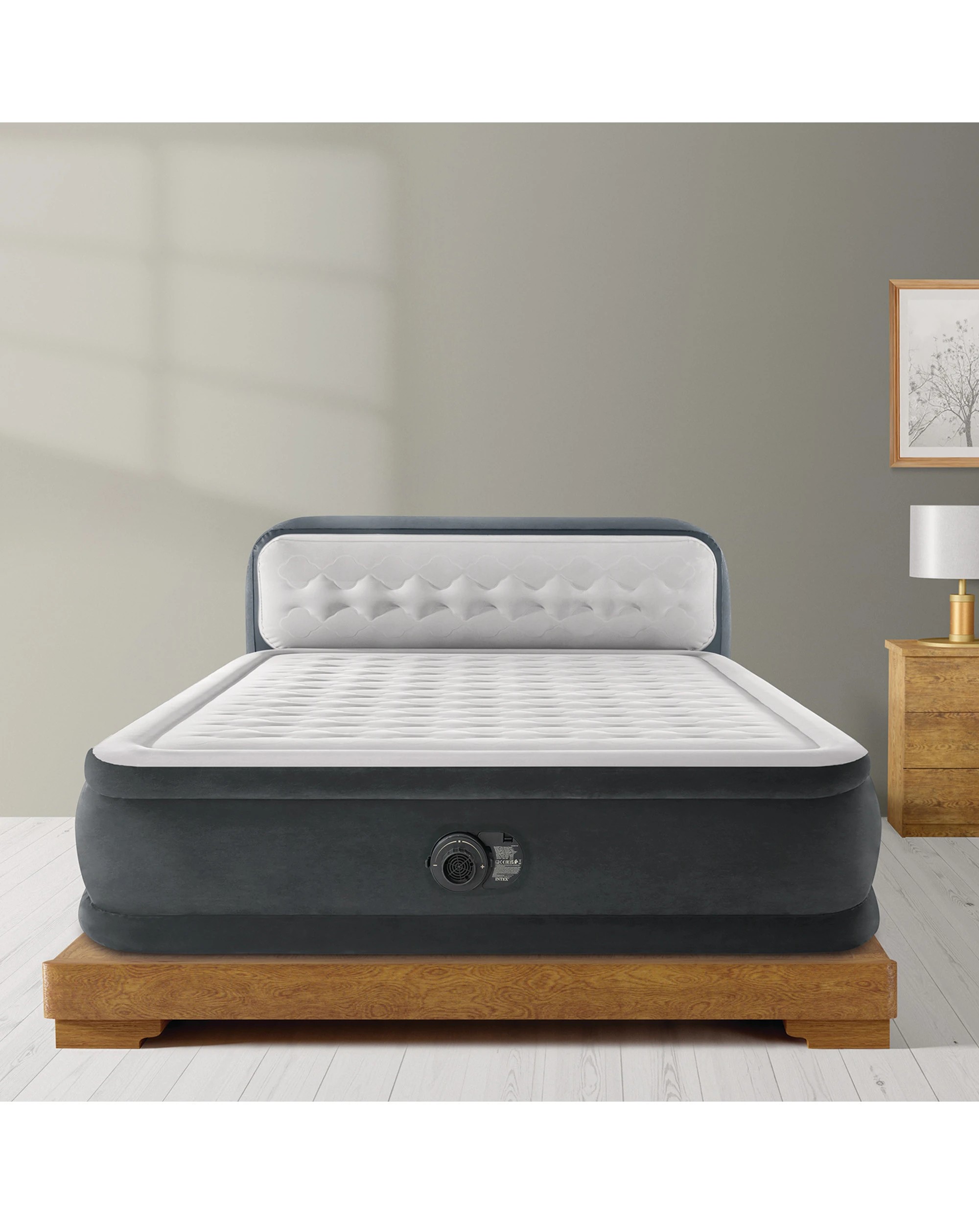 4 Intex Dura Beam Deluxe Ultra Plush Headboard Air Mattress Queen - Grey, 4 of 7