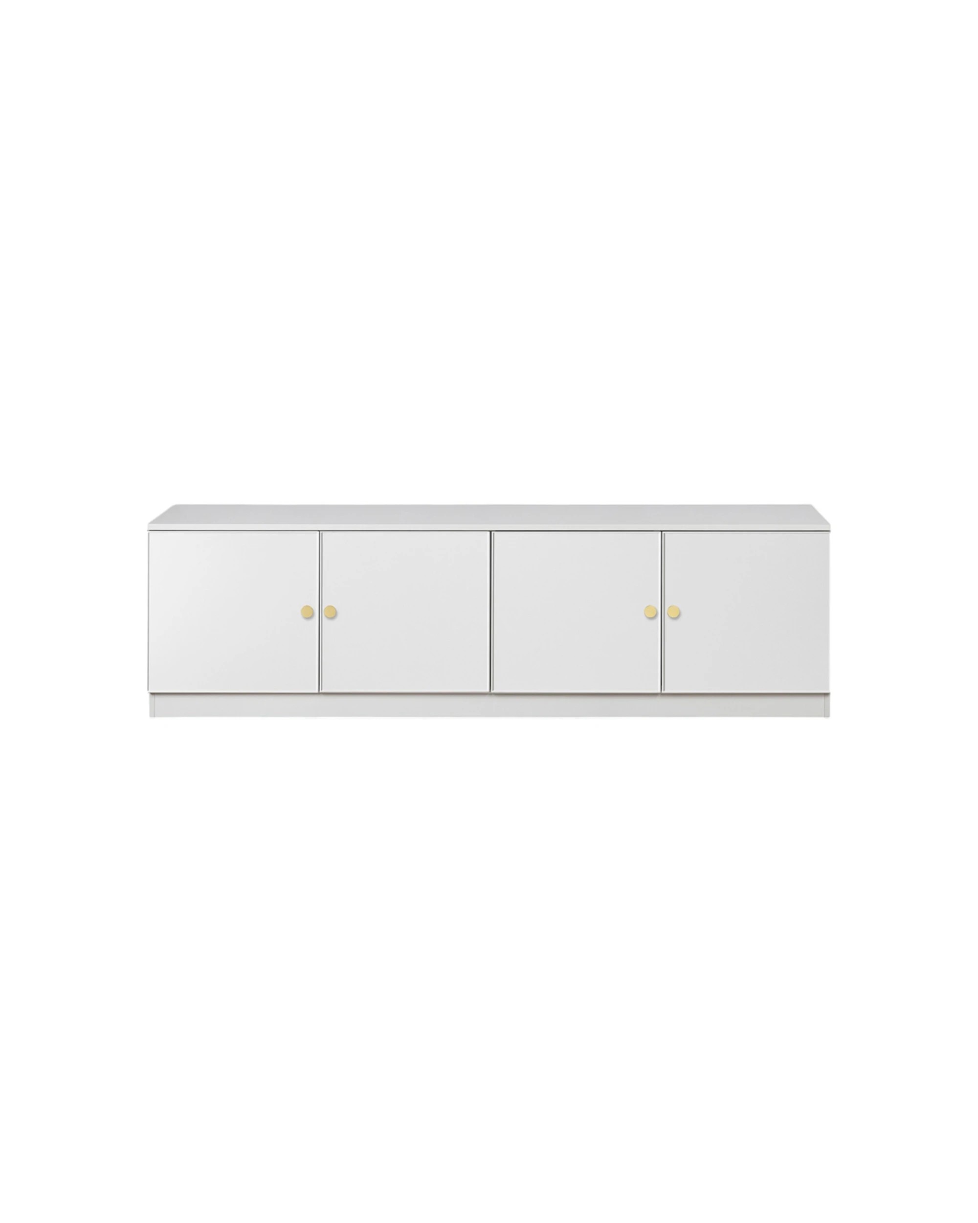1 European Cabinetry Bucharest Slim Panel TV Unit Brass Round Handle - White, 1 of 4