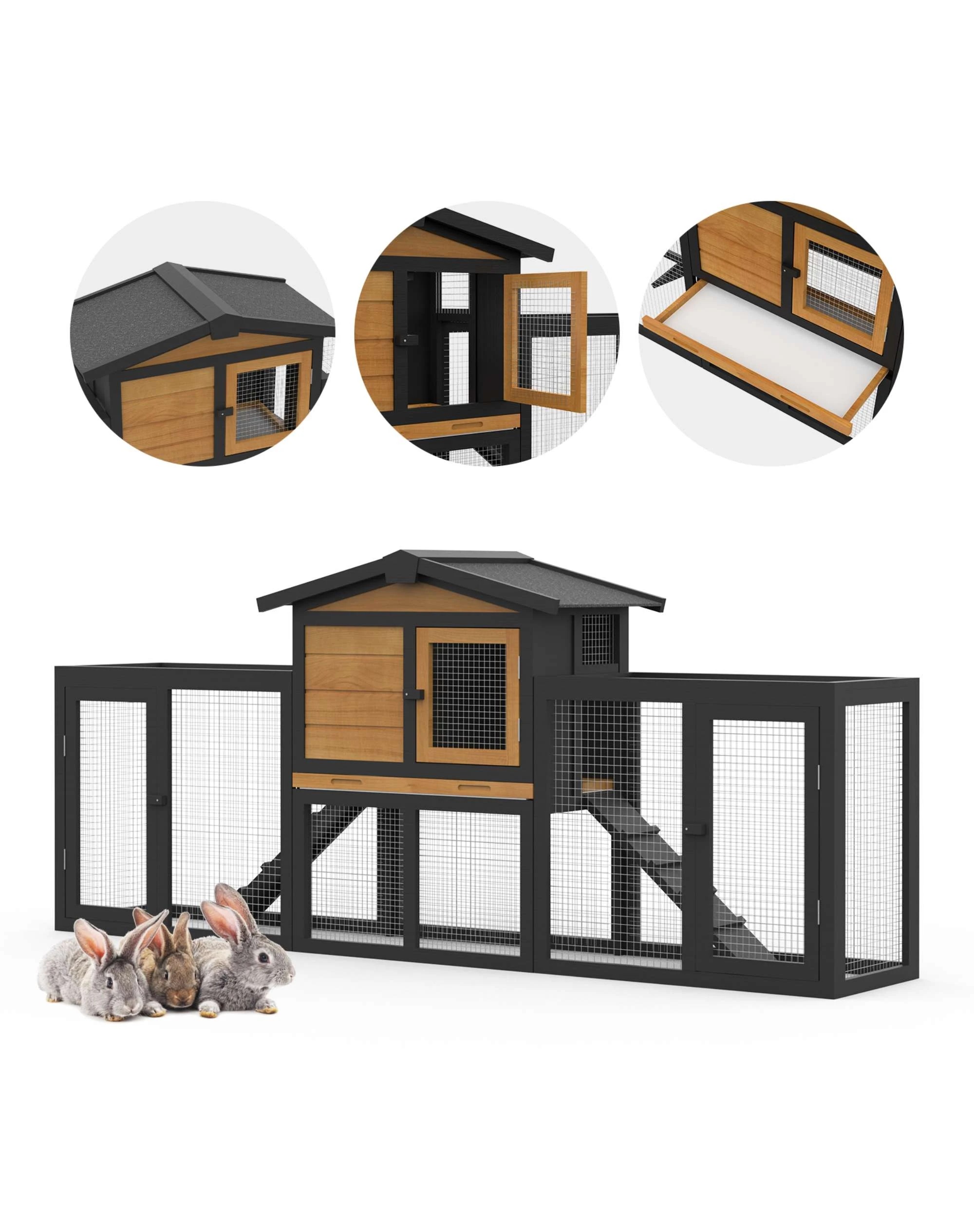 4 Advwin 203cm Wooden Rabbit Hutch + Pet Playpen Pet Fence, 4 of 9