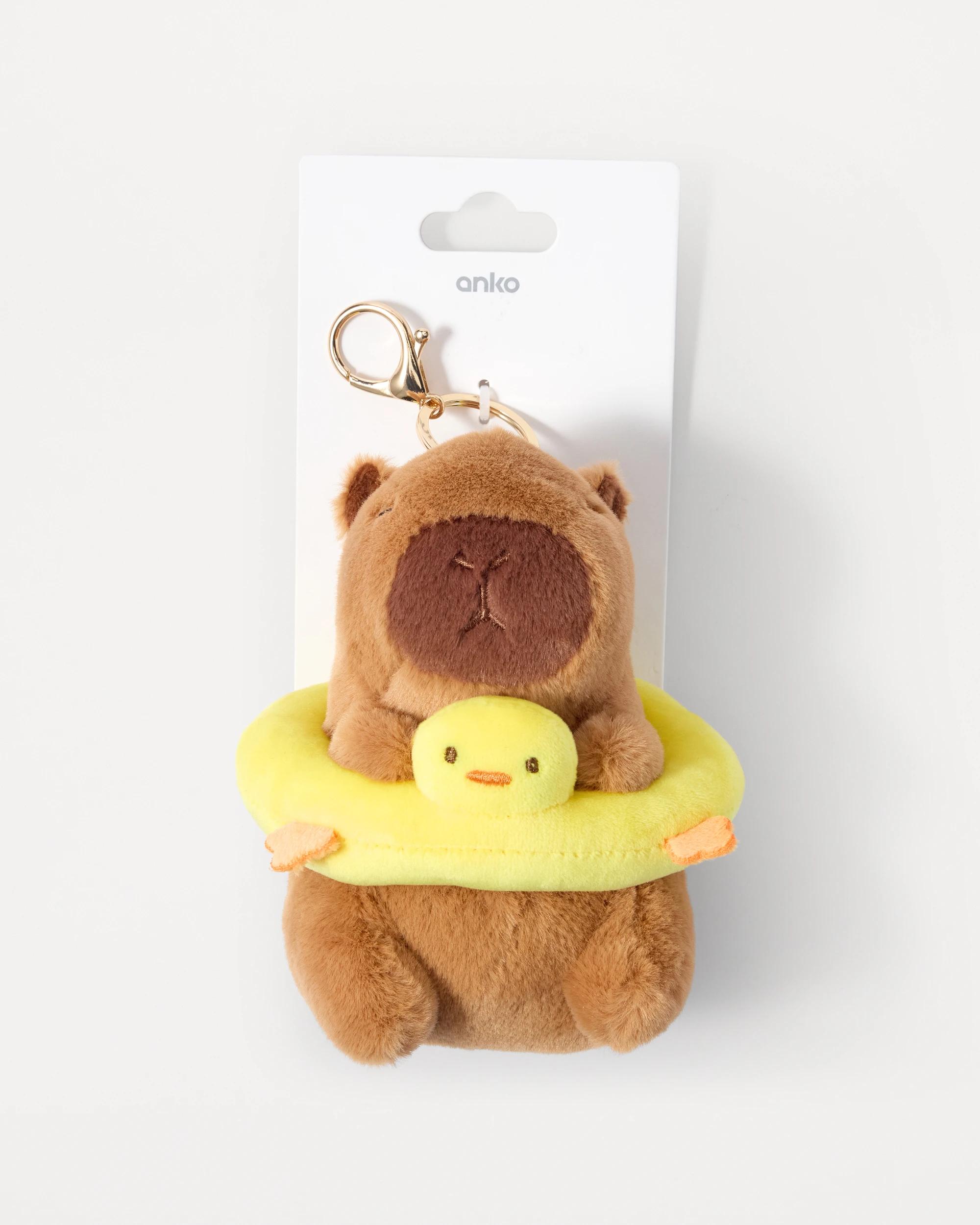 5 Duck Capybara Charm Keyring - Brown, Yellow and Gold Tone Brown, 5 of 5
