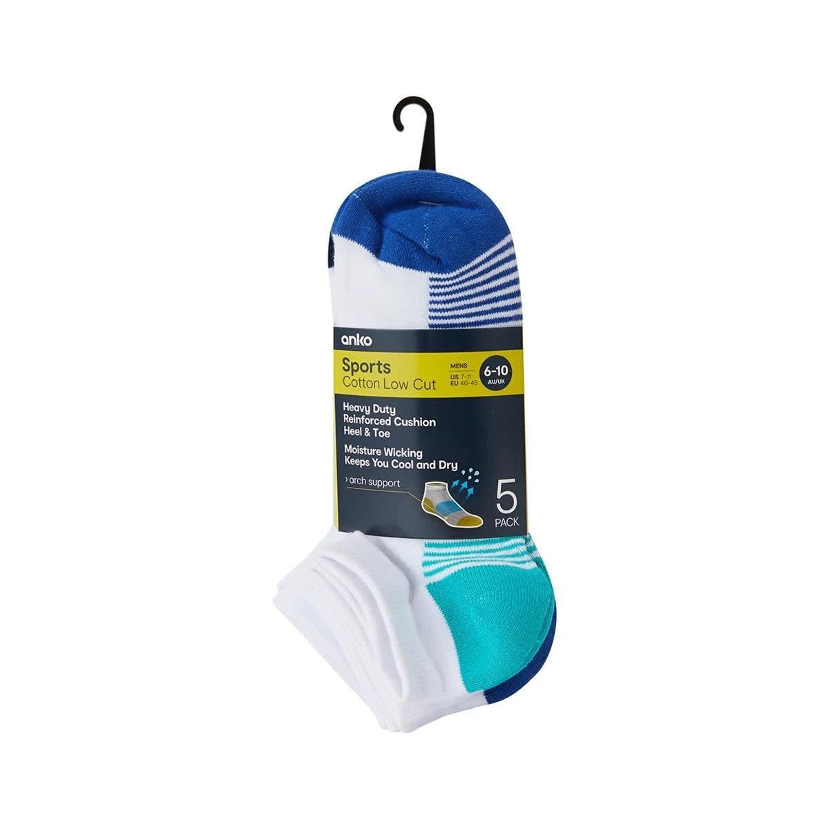 3 Active 5 Pack Low Cut Tough Sports Socks WHITE COLOUR HEEL, 3 of 3