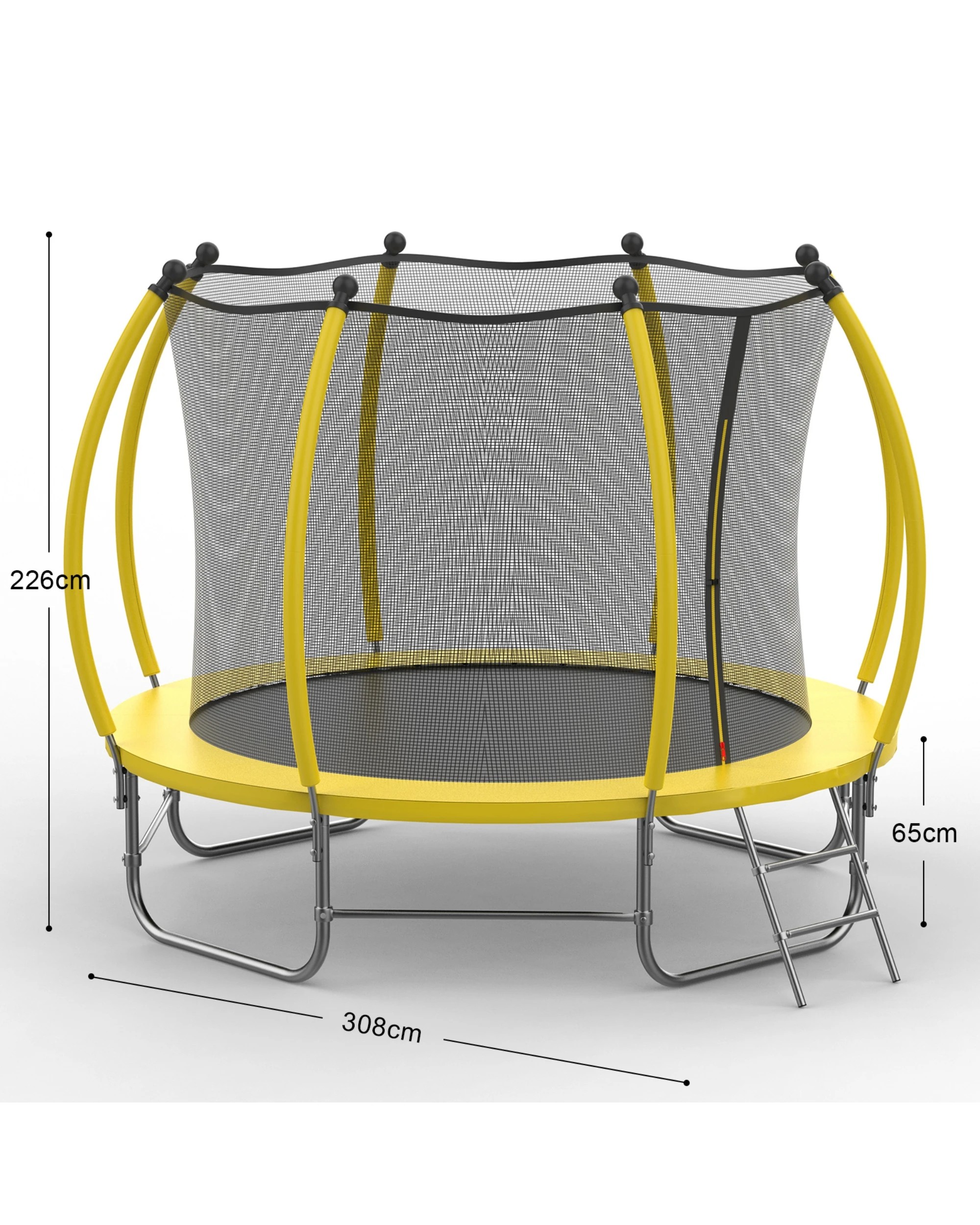 7 Advwin 10FT Recreational Trampoline Outdoor for Kids w/Safety Enclosure Net, Ladder, Max Limit 150 kg，Yellow, 7 of 7
