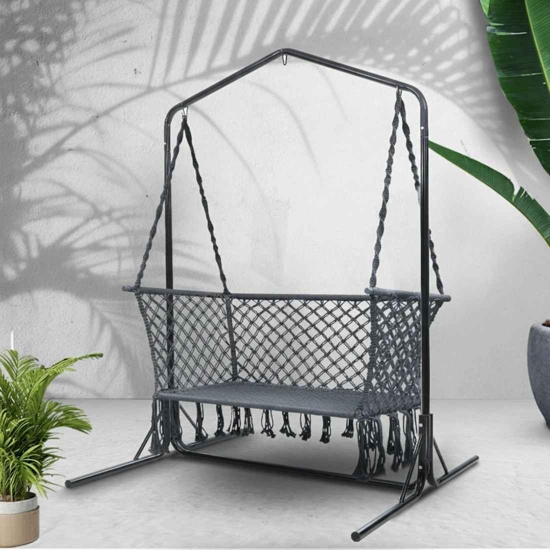 7 Gardeon Hammock Chair with Stand Macrame Outdoor Garden 2 Seater - Multi, 7 of 7