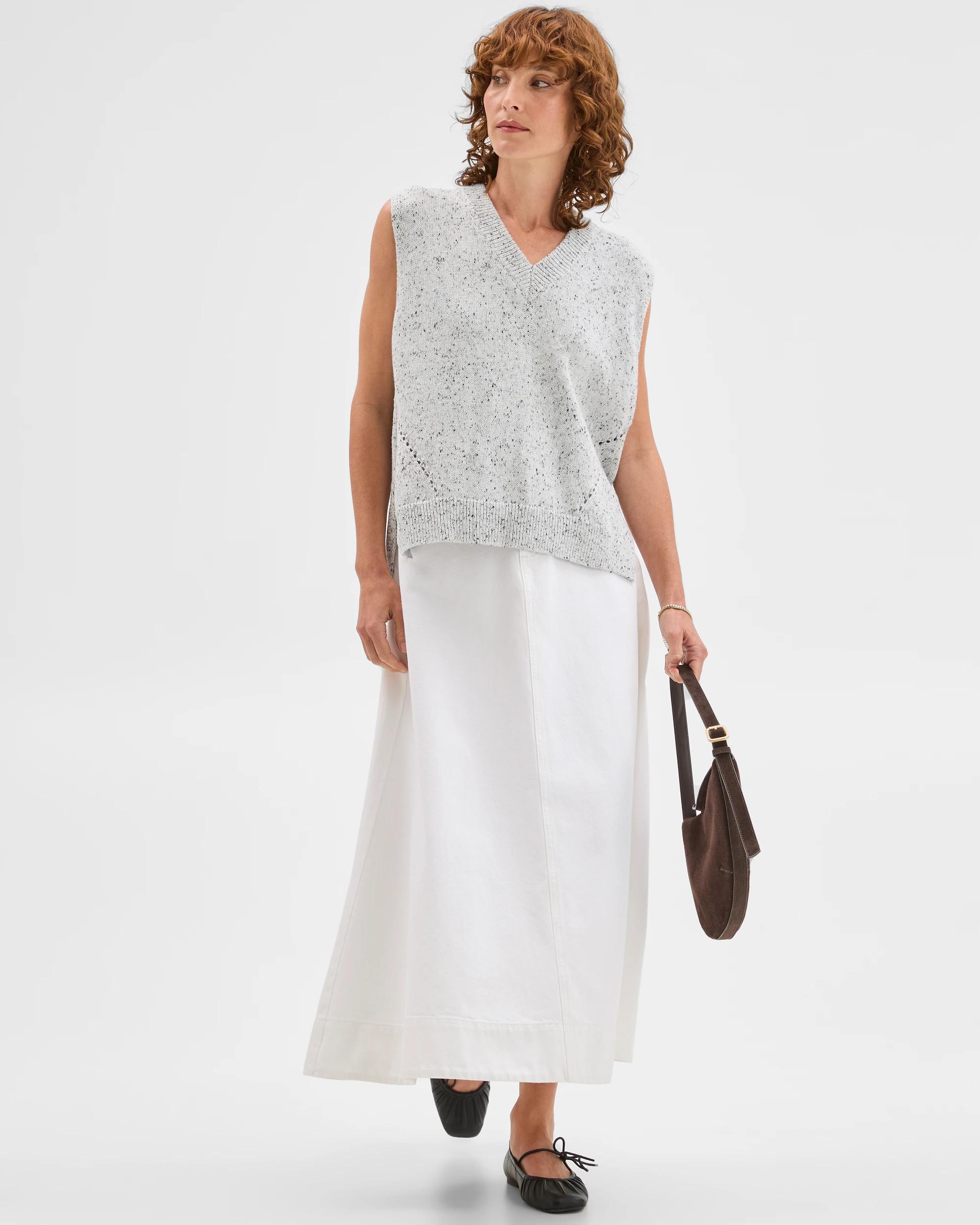 1 Target Denim Denim Maxi Skirt BLEACH WHITE, 1 of 7