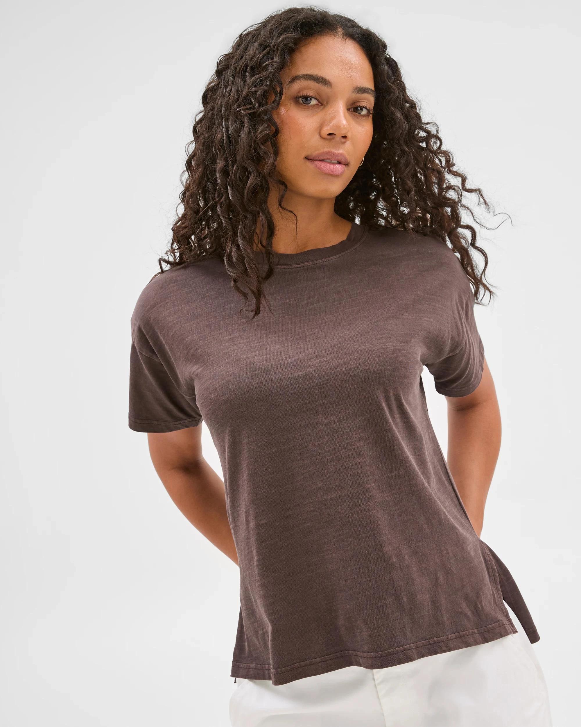 1 Target Australian Cotton Relaxed Slub T-Shirt BRUNETTE, 1 of 6