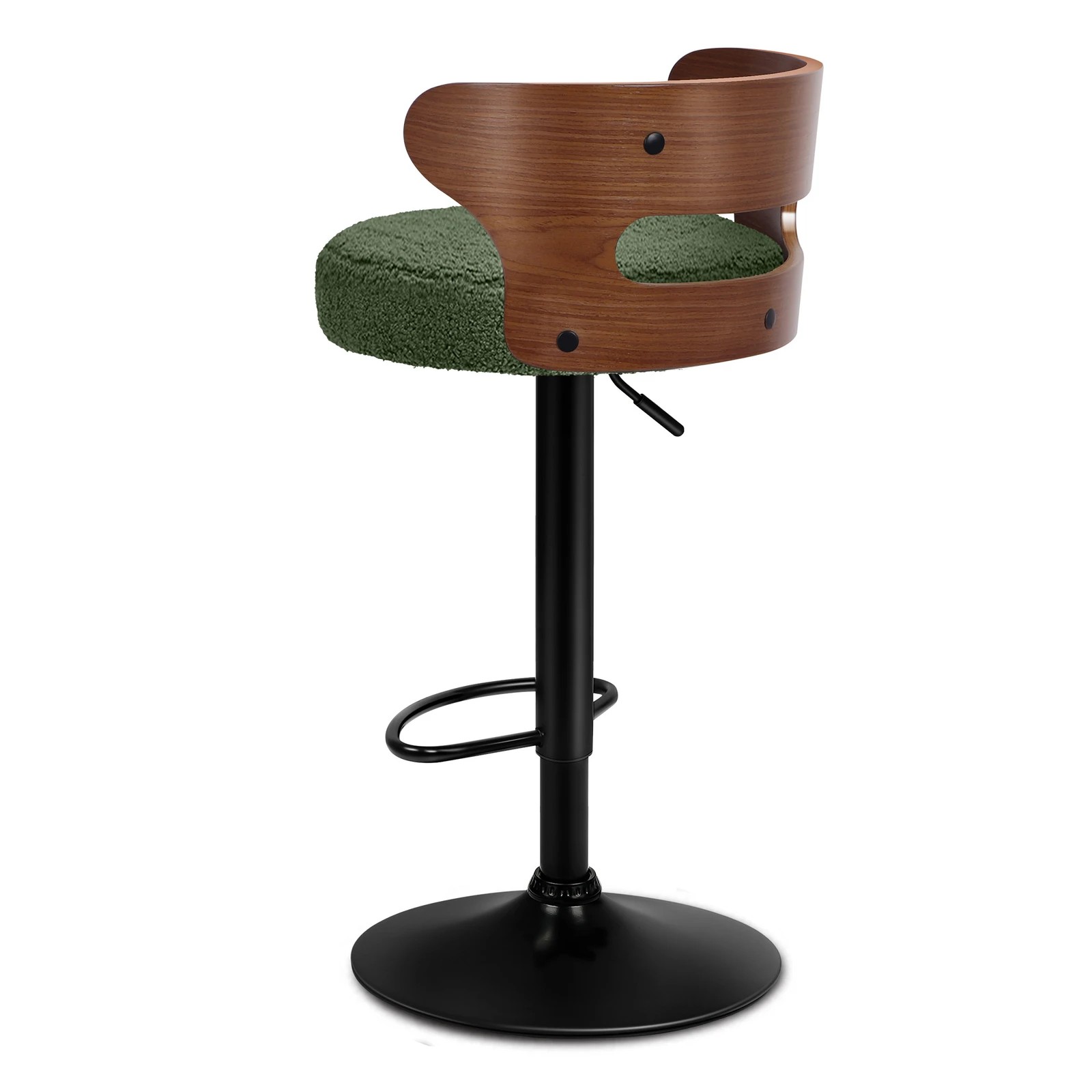 6 Alfordson 4x Bar Stool Kitchen Swivel Chair Wooden Boucle Ramiro - Green, 6 of 10