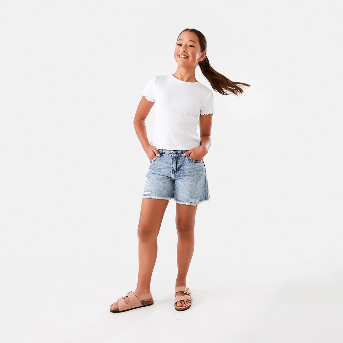 7 Short Sleeve Rib Top White, 7 of 10