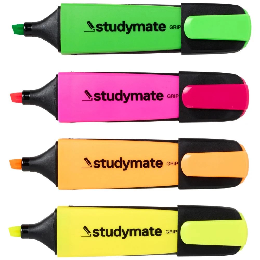 3 Studymate Grip Highlighters Chisel Tip Brights 4 Pack, 3 of 9