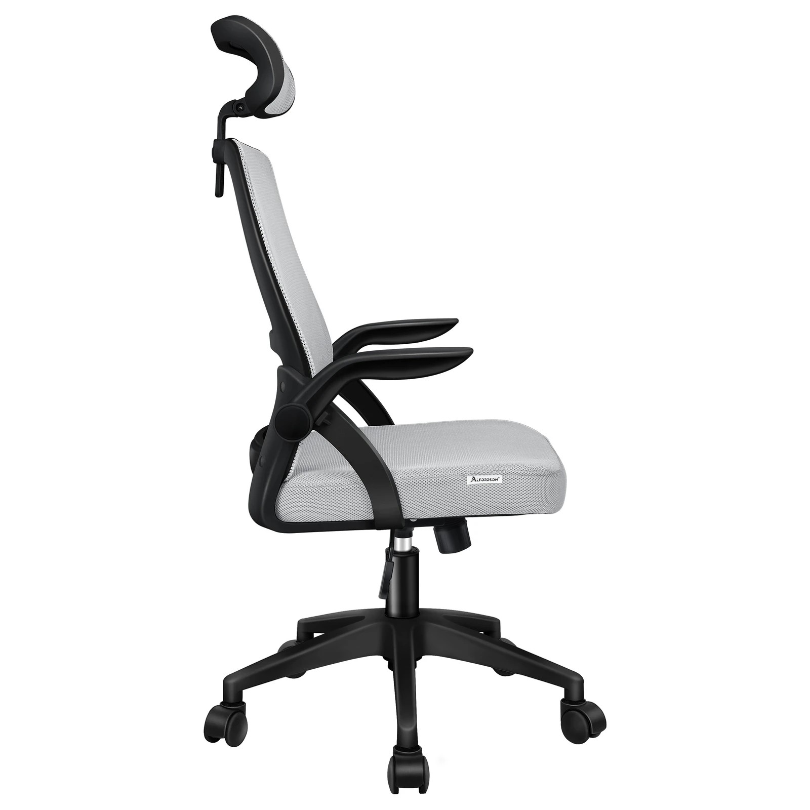4 Alfordson Mesh Office Chair Executive Seat Tilt Fabric Gaming Racing Computer - Light Grey, 4 of 9