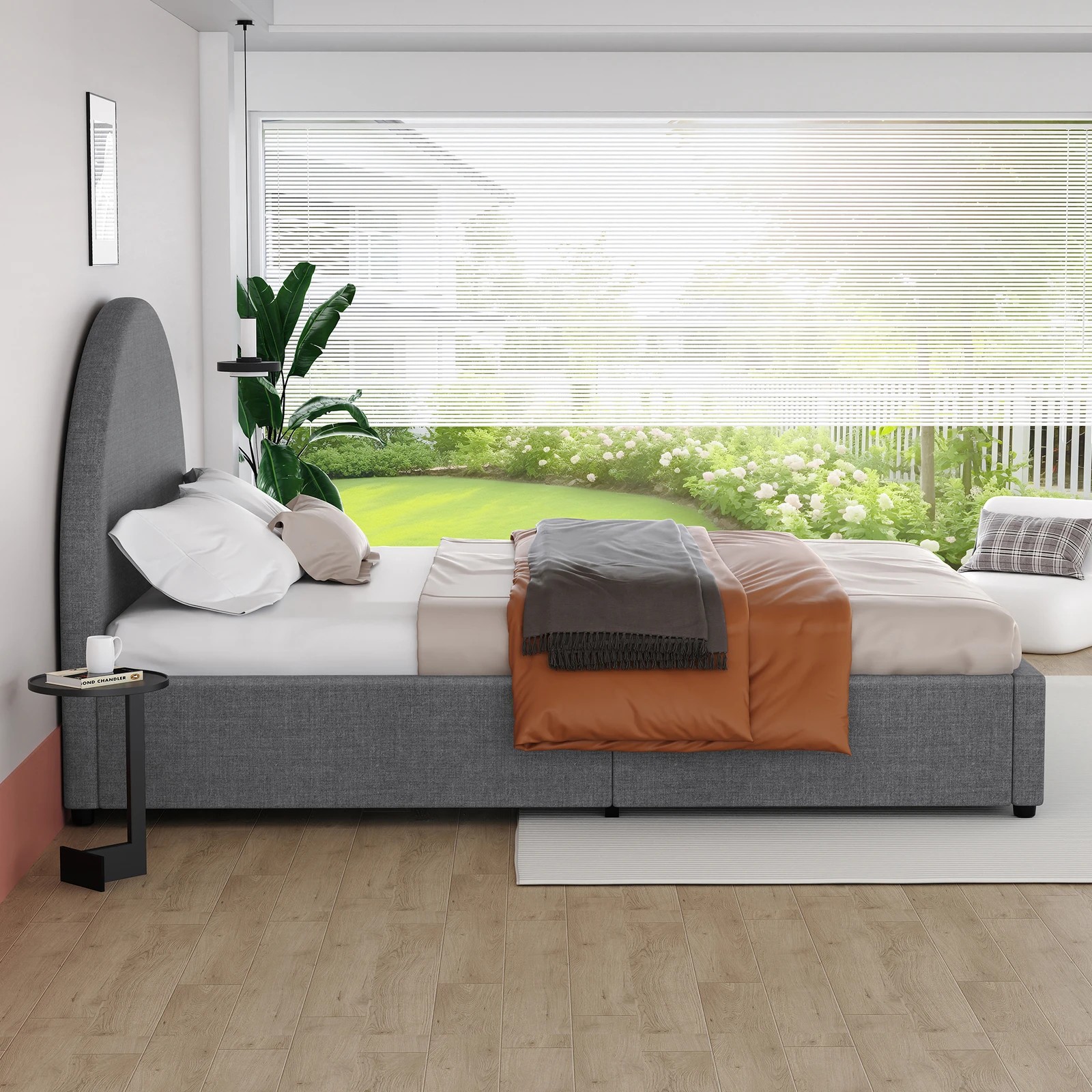 5 Alfordson Bed Frame King Size Gas Lift Base With Storage Fabric Howell - Grey, 5 of 10