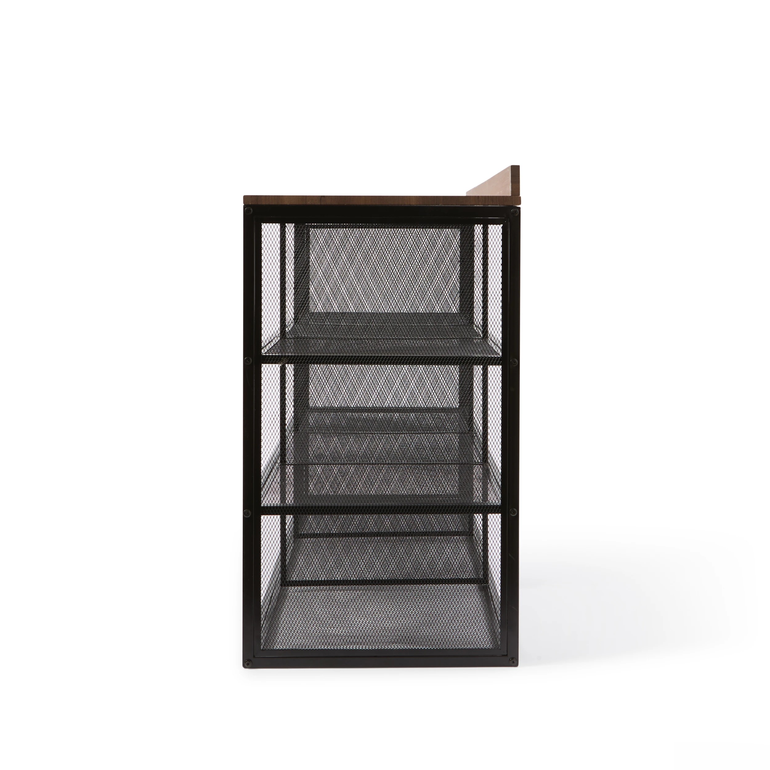 4 Metal and Walnut Look Shoe Rack, 4 of 7