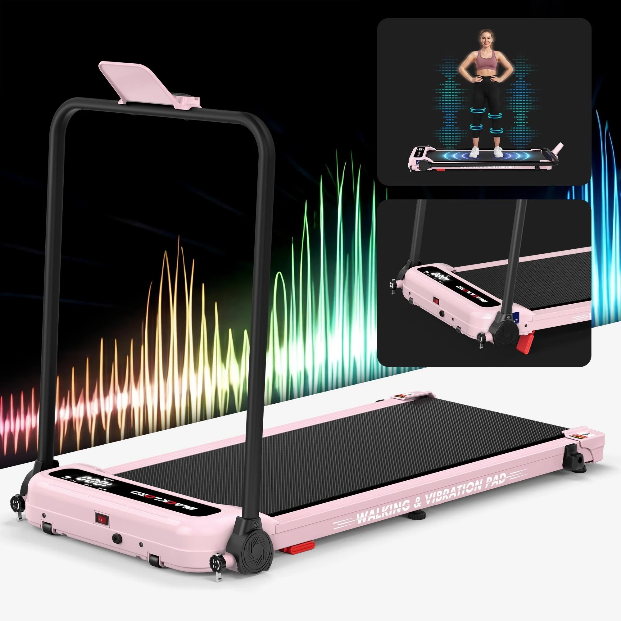 2 Black Lord Treadmill 4-in-1 Walking Vibration Pad Incline Home Gym Foldable - Pink, 2 of 9