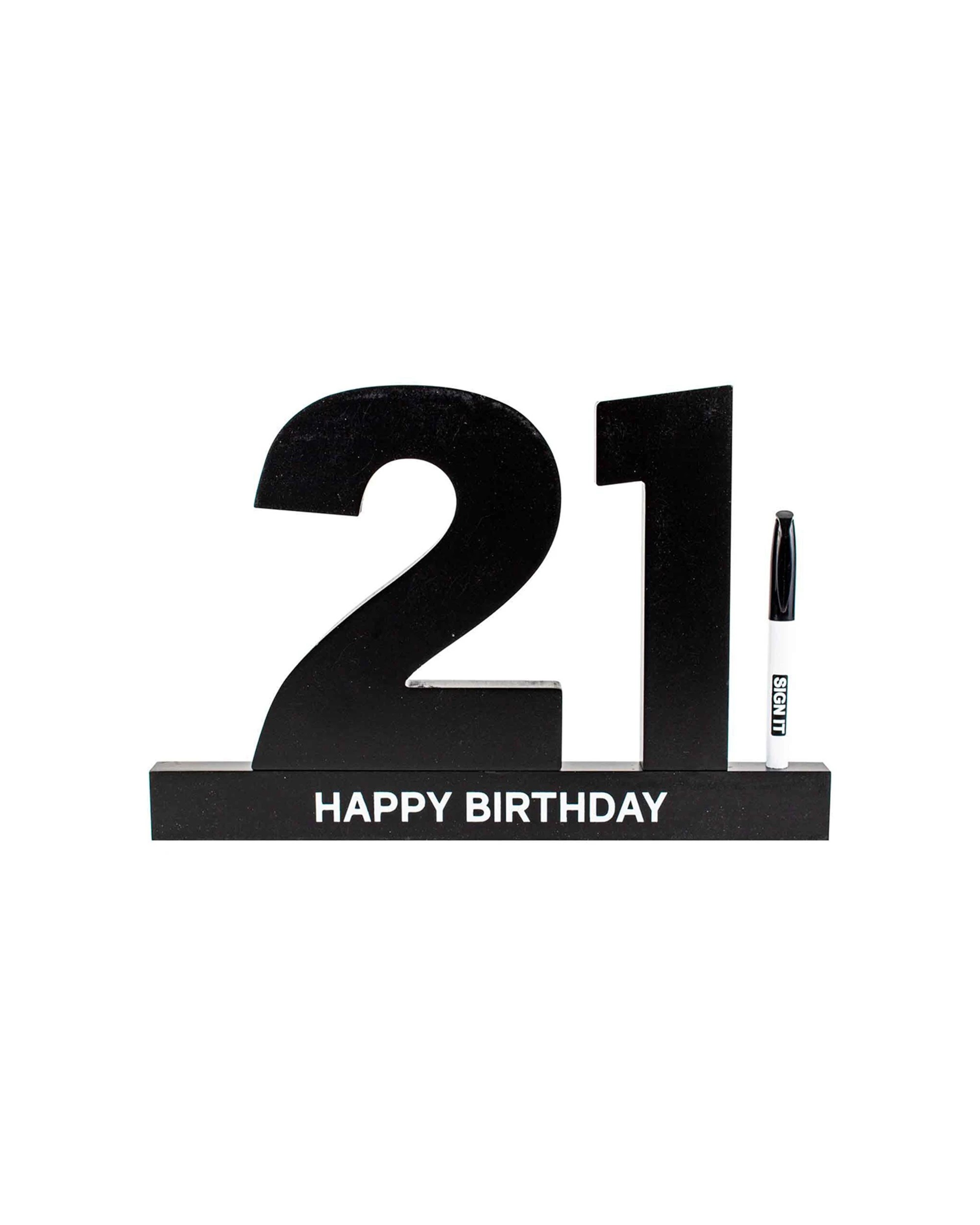 1 21th Black Signature Block W/silver Text Novelty Birthday Message Party Statue - Black, 1 of 3