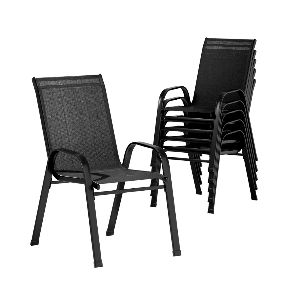 1 Gardeon 6PC Outdoor Dining Chairs Stackable Lounge Chair Patio Furniture - Black, 1 of 6