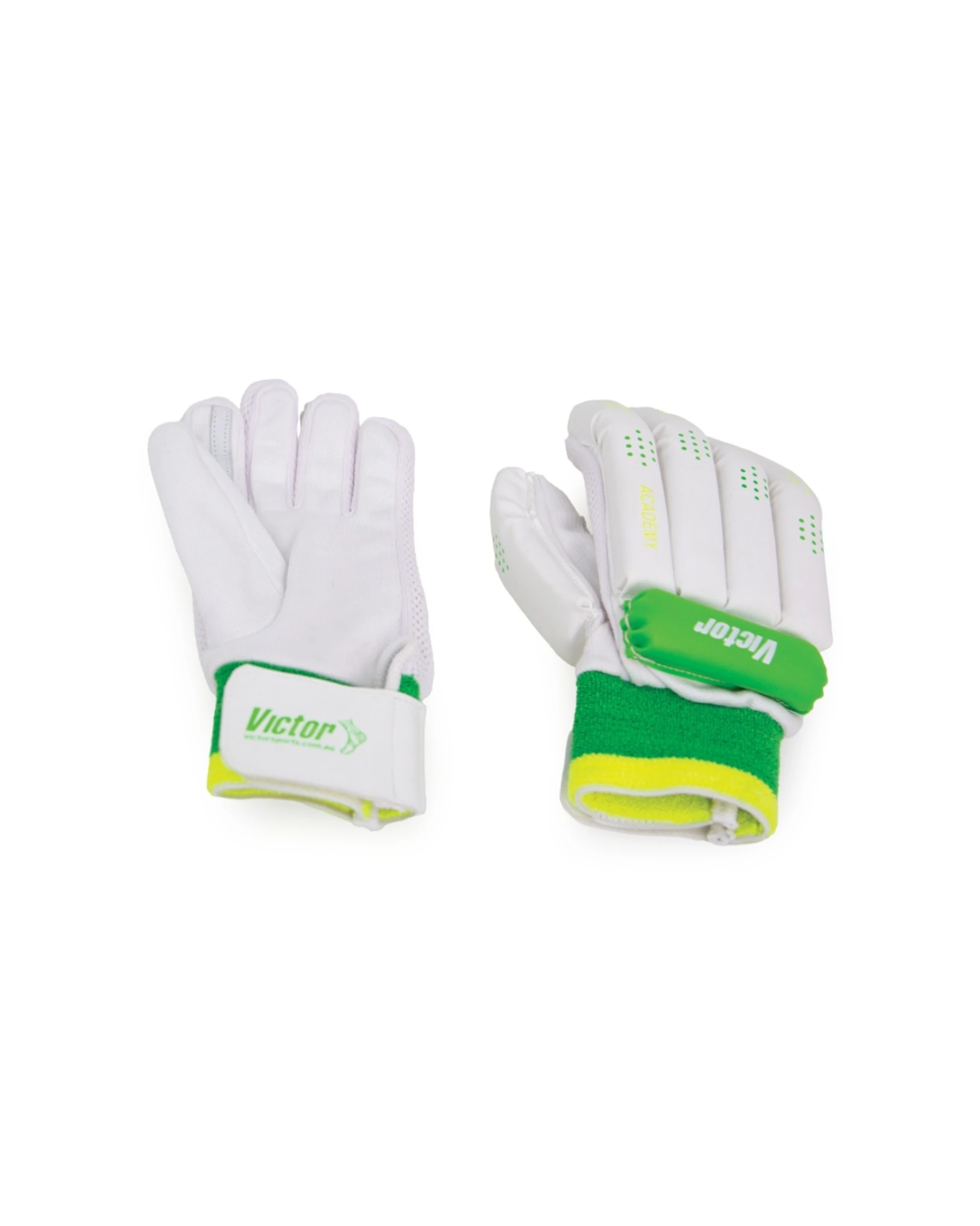 7 Victor Sports Cricket Batting Gloves Academy PVC Foam Junior Left Hand - Green, 7 of 7