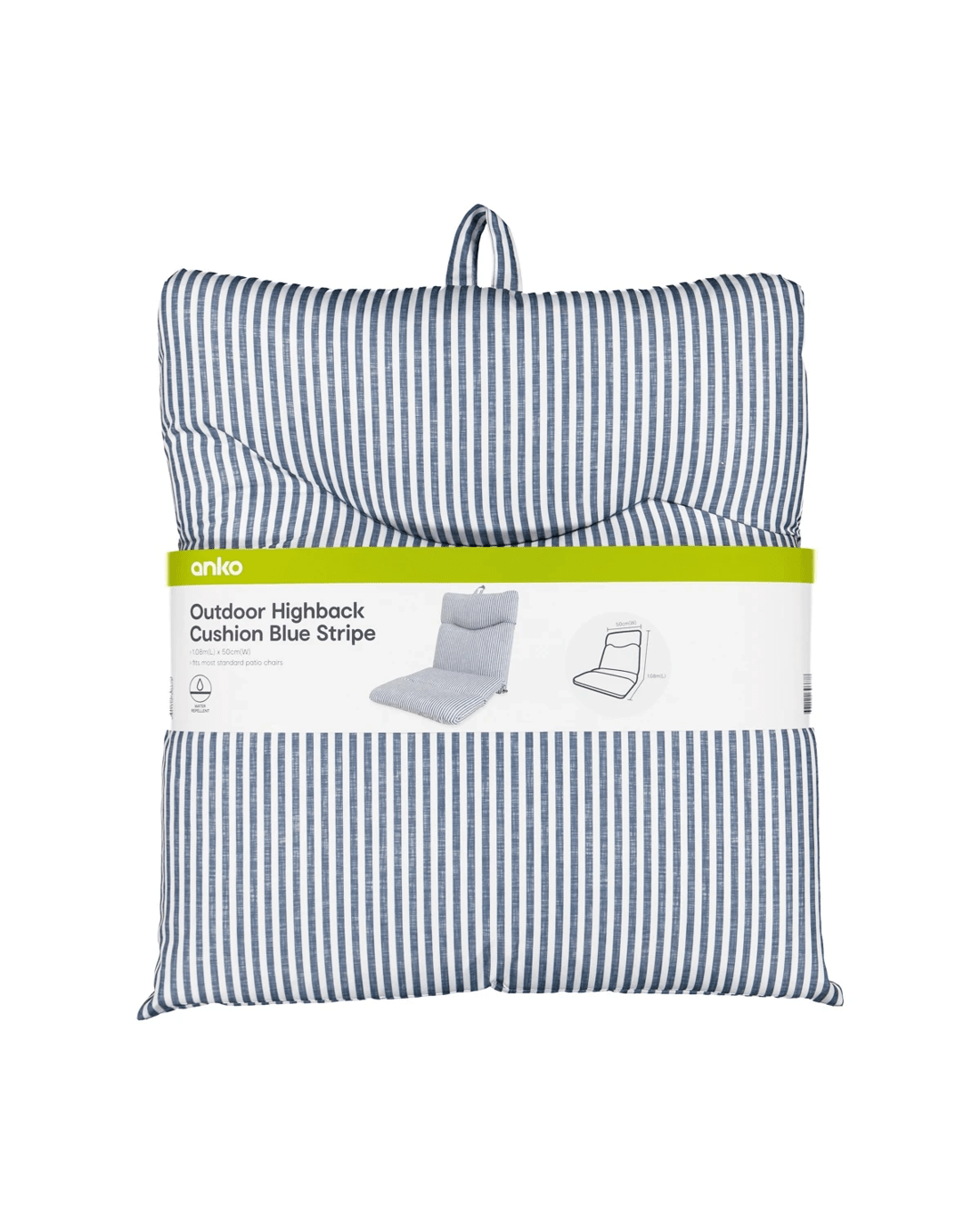 10 Outdoor High Back Cushion - Blue Stripe, 10 of 10