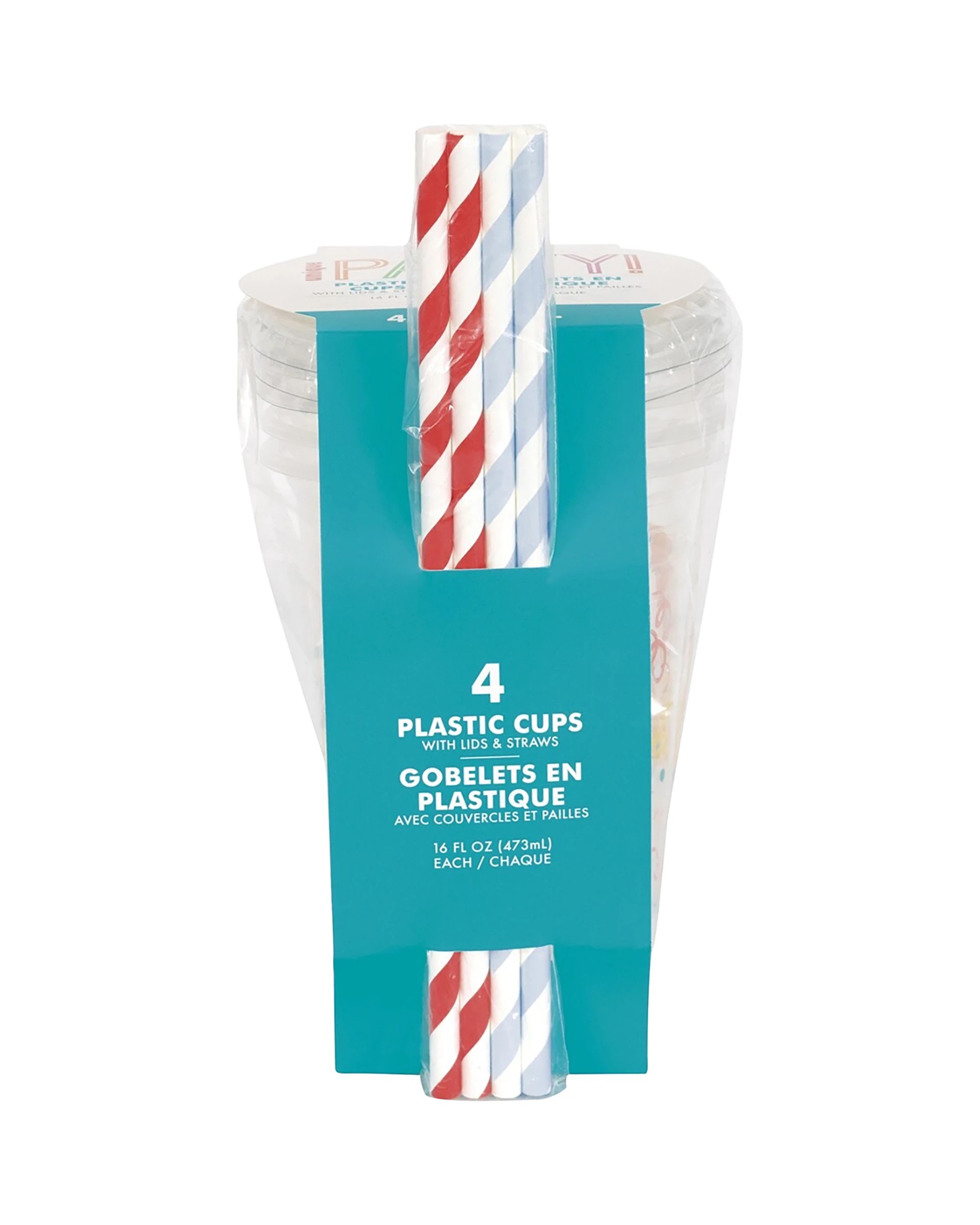 2 Unique Bright Party Reusable Cups With Lids & Straws Pack of 4 - Multi, 2 of 2