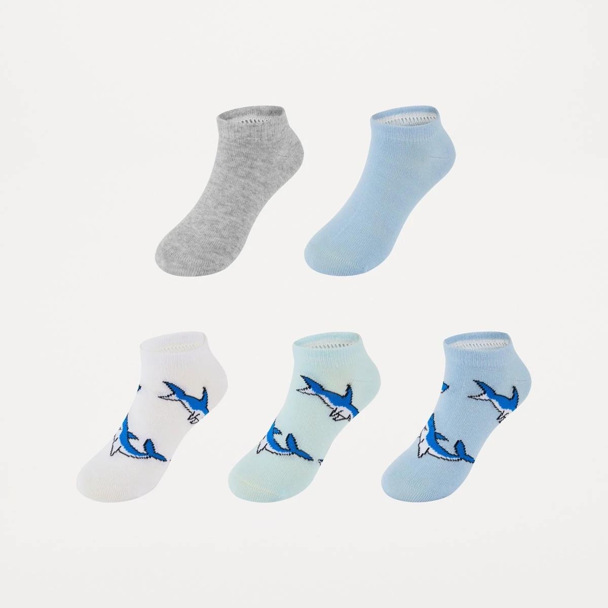 1 5 Pack Low Cut Socks BLUE SHARKS, 1 of 3