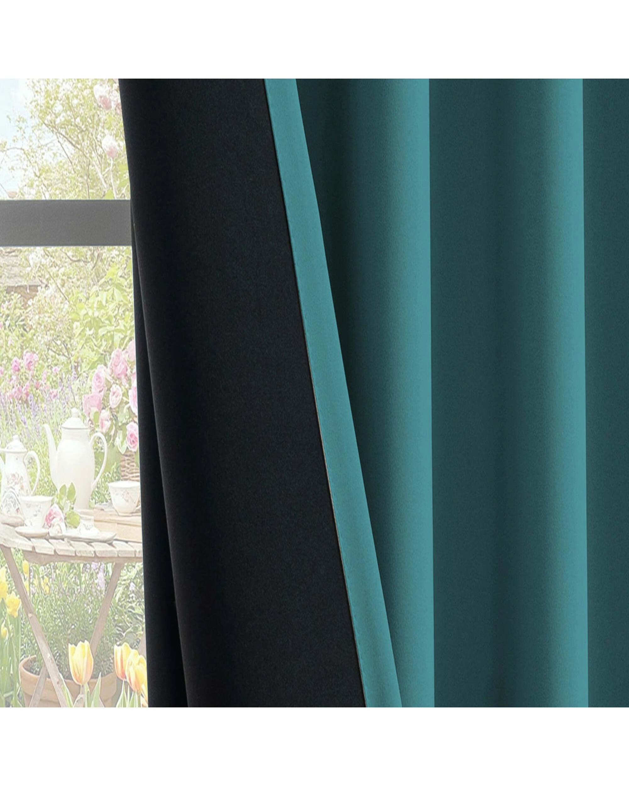 2 Smarcute Blockout Grommet Curtain with Black Liner Backing - 2X 132x160cm - Blue, 2 of 4