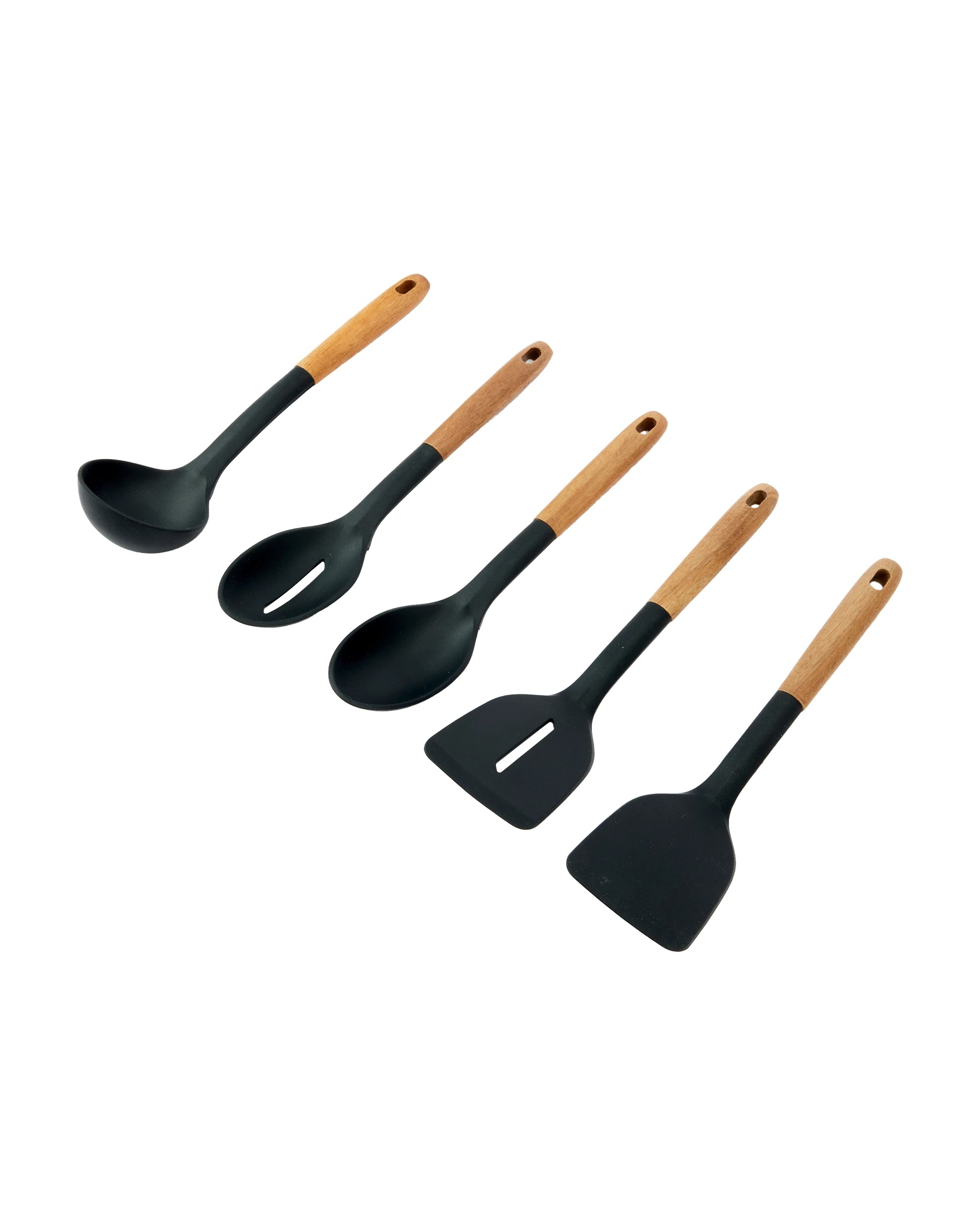 2 Set of 5 Silicone Utensils with Acacia Handles, 2 of 10