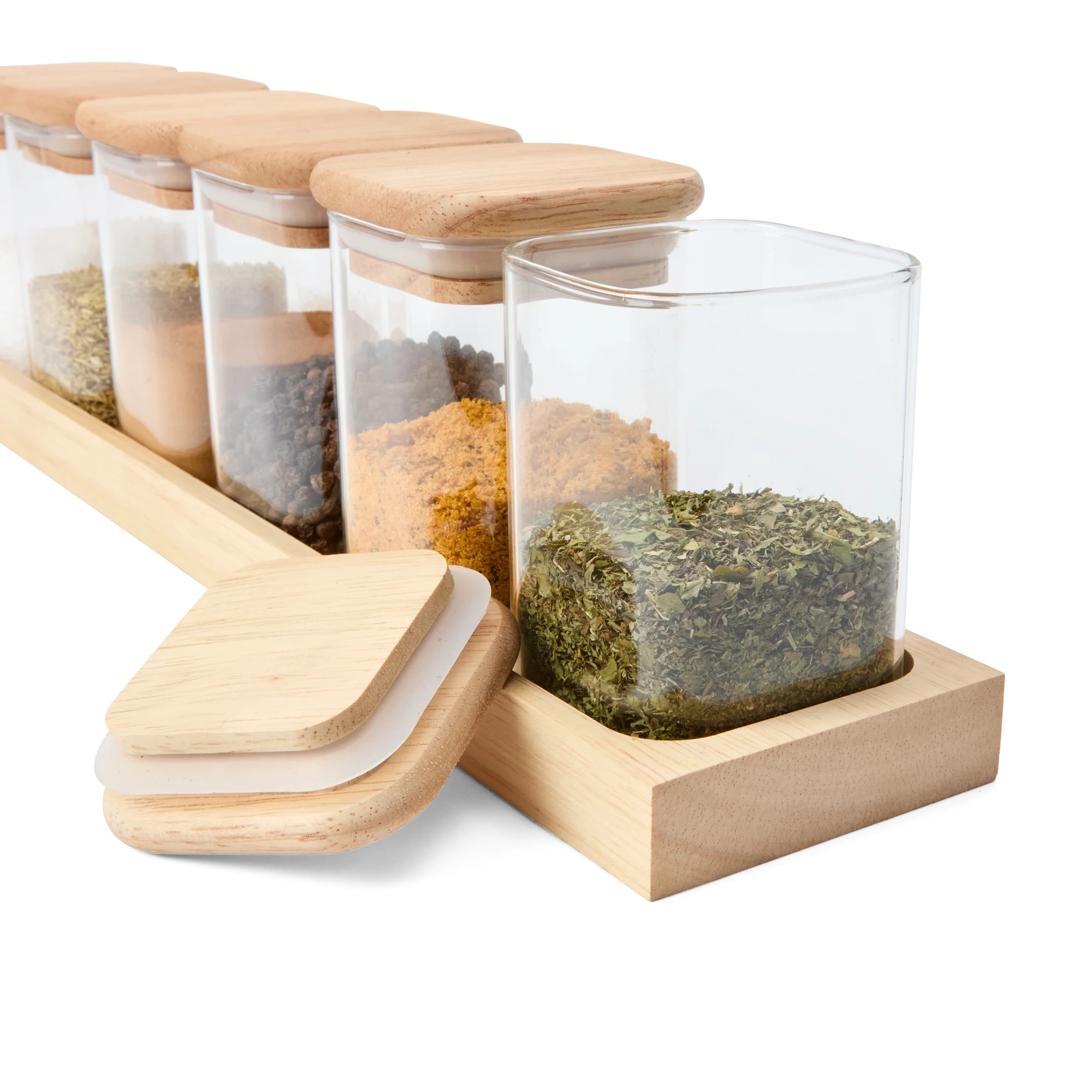 3 Set of 6 Square Spice Jars with Tray, 3 of 10