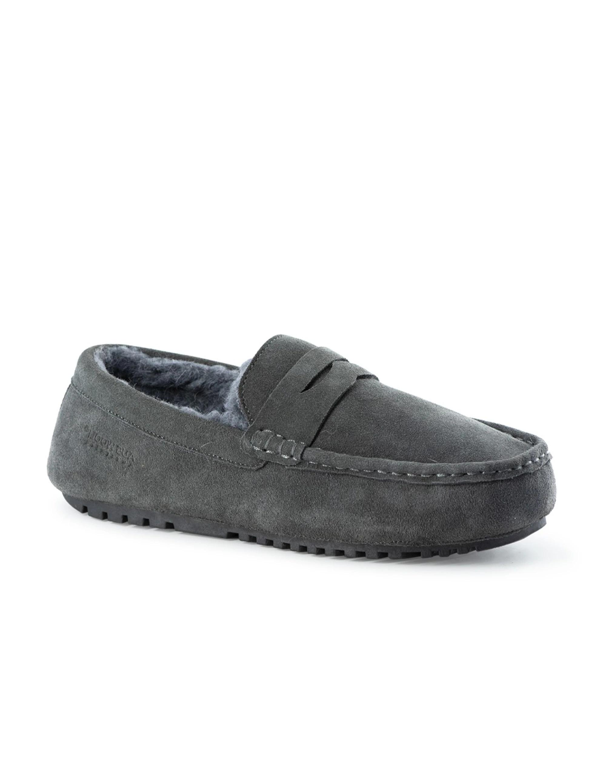 1 Aus Wooli Hand Stitched Unisex Sheepskin Moccasin - Terrigal GREY, 1 of 5