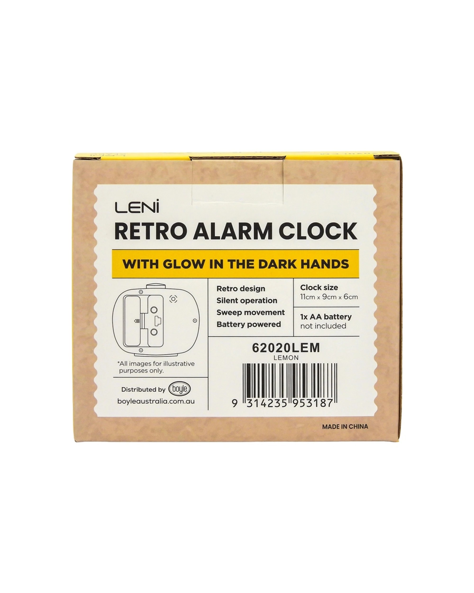 6 Leni Retro 9cm Alarm Clock Luminescent Hands Audible Beep-Beep Alarm - Yellow, 6 of 8