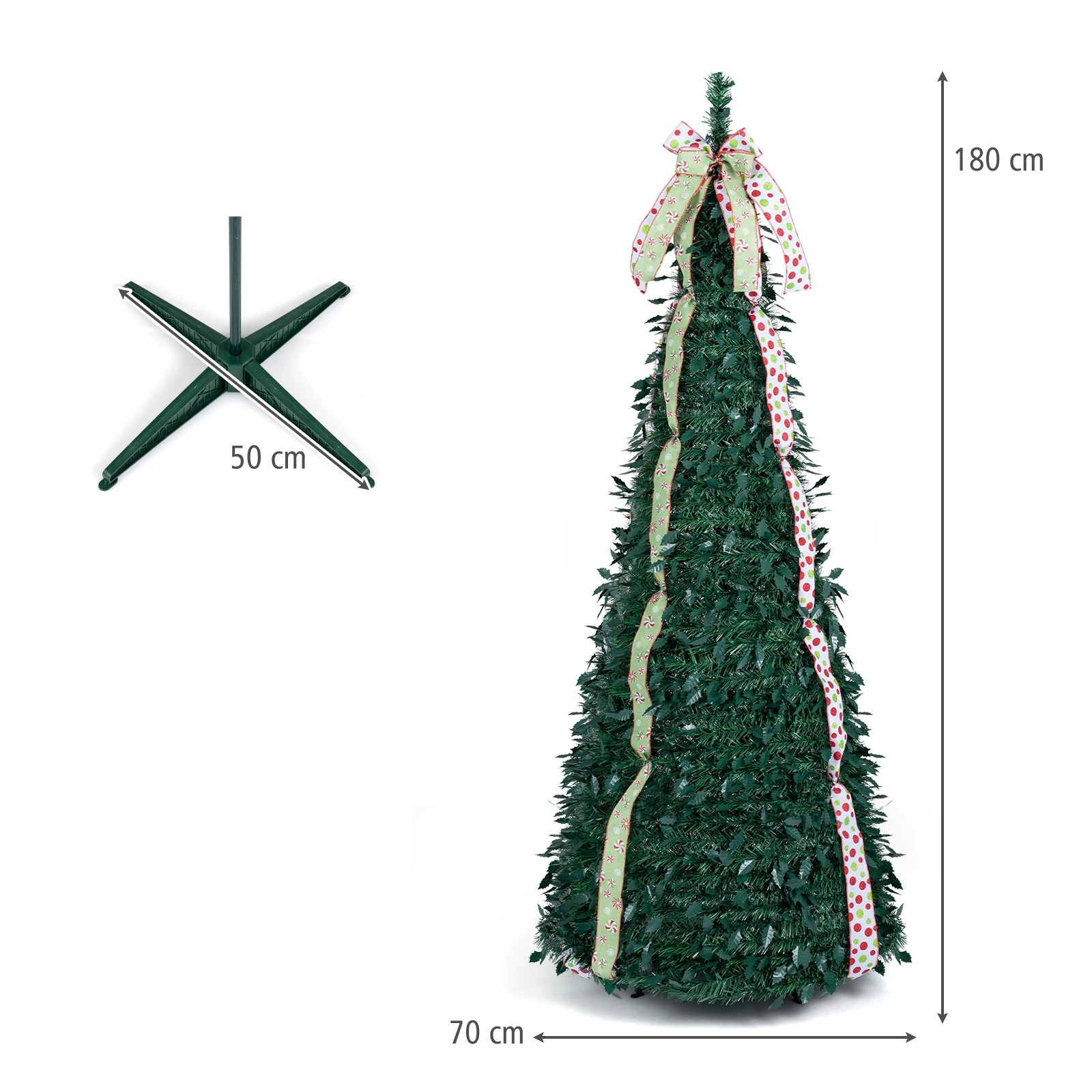 2 Costway 1.8M Pre-Decorated Pop Up Christmas Tree Foldable Holiday Xmas Tree w/Tree Topper Bow, 2 of 8