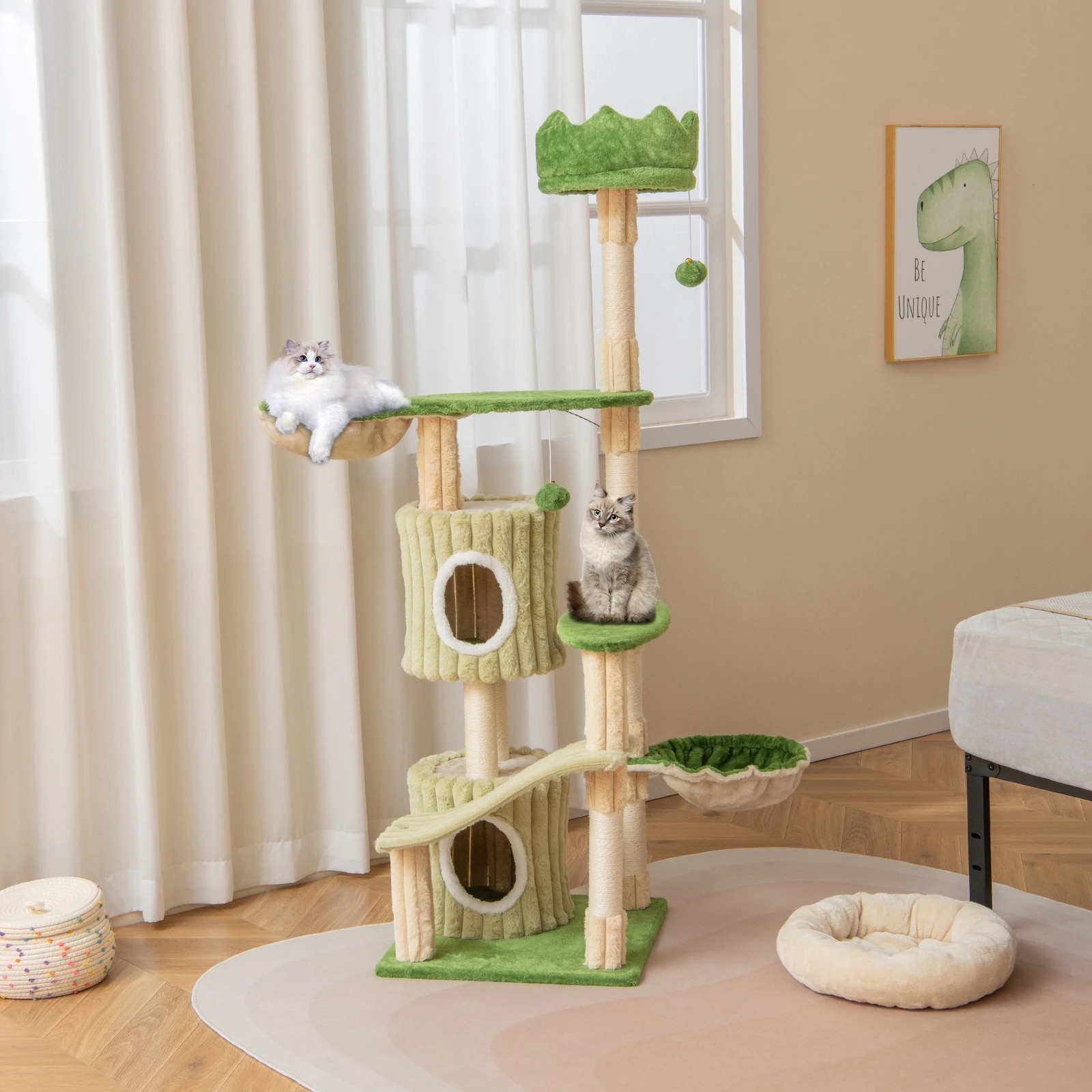 5 Costway 1.6M Cat Tree Tower Kitten Cando House w/Sisal Scratching Post, 5 of 5
