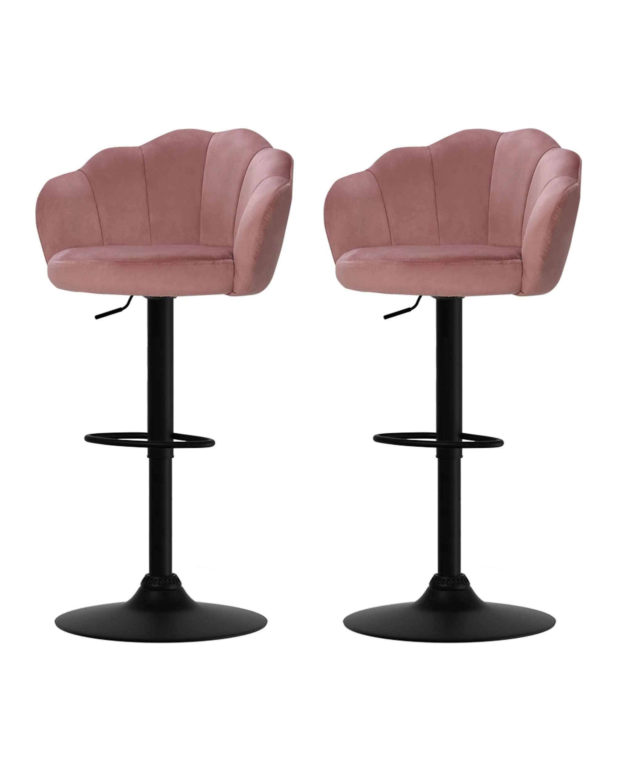 1 Artiss 2x Bar Stools Gas Lift Velvet - Pink, 1 of 4