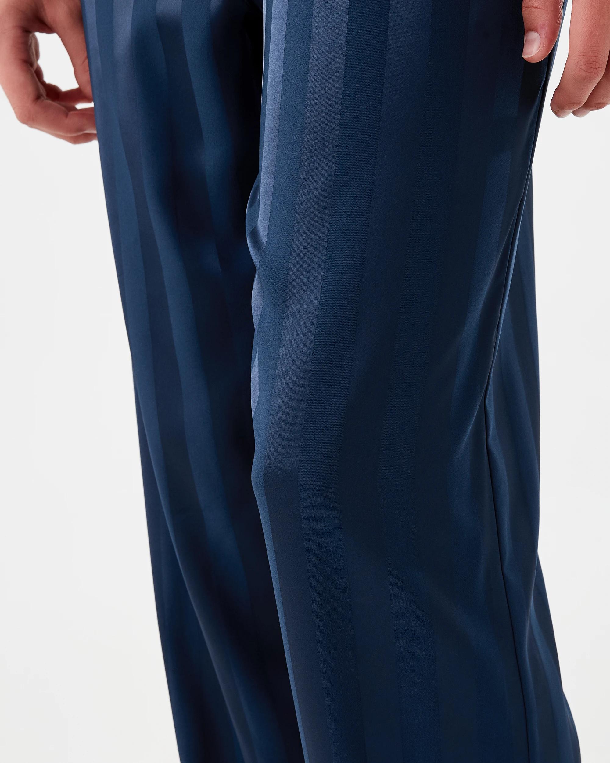 7 Long Sleeve Satin Pyjama Set Dress Navy, 7 of 7