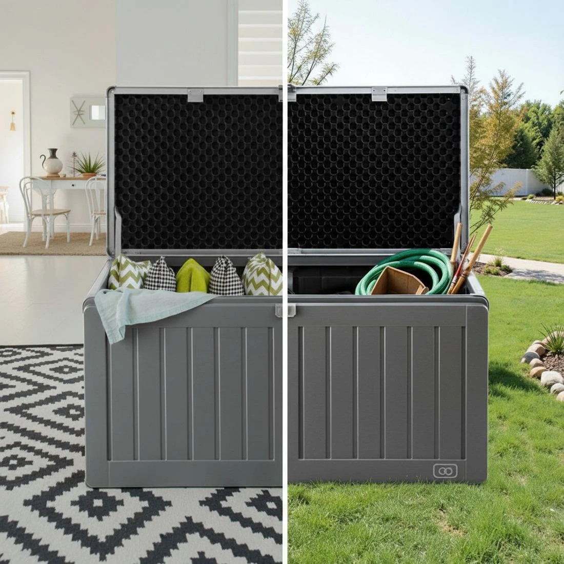 4 Gardeon Outdoor Storage Box 190L Container Lockable Garden Bench Tool Shed - Black, 4 of 7