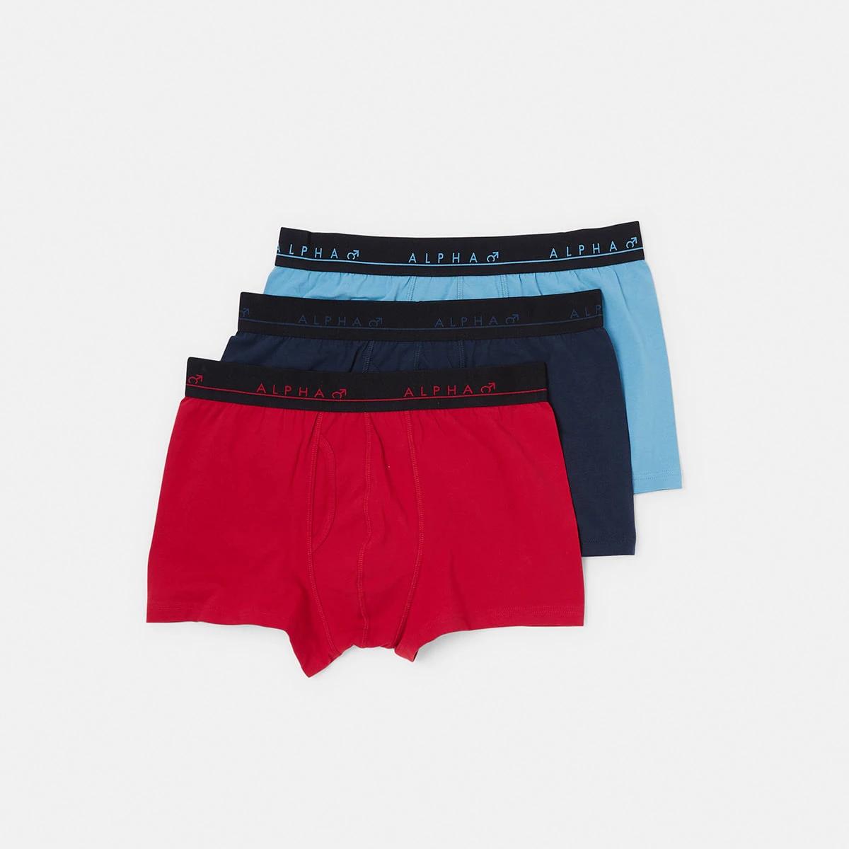 1 3 Pack Fly Front Plain Trunks Rednvyblue, 1 of 8