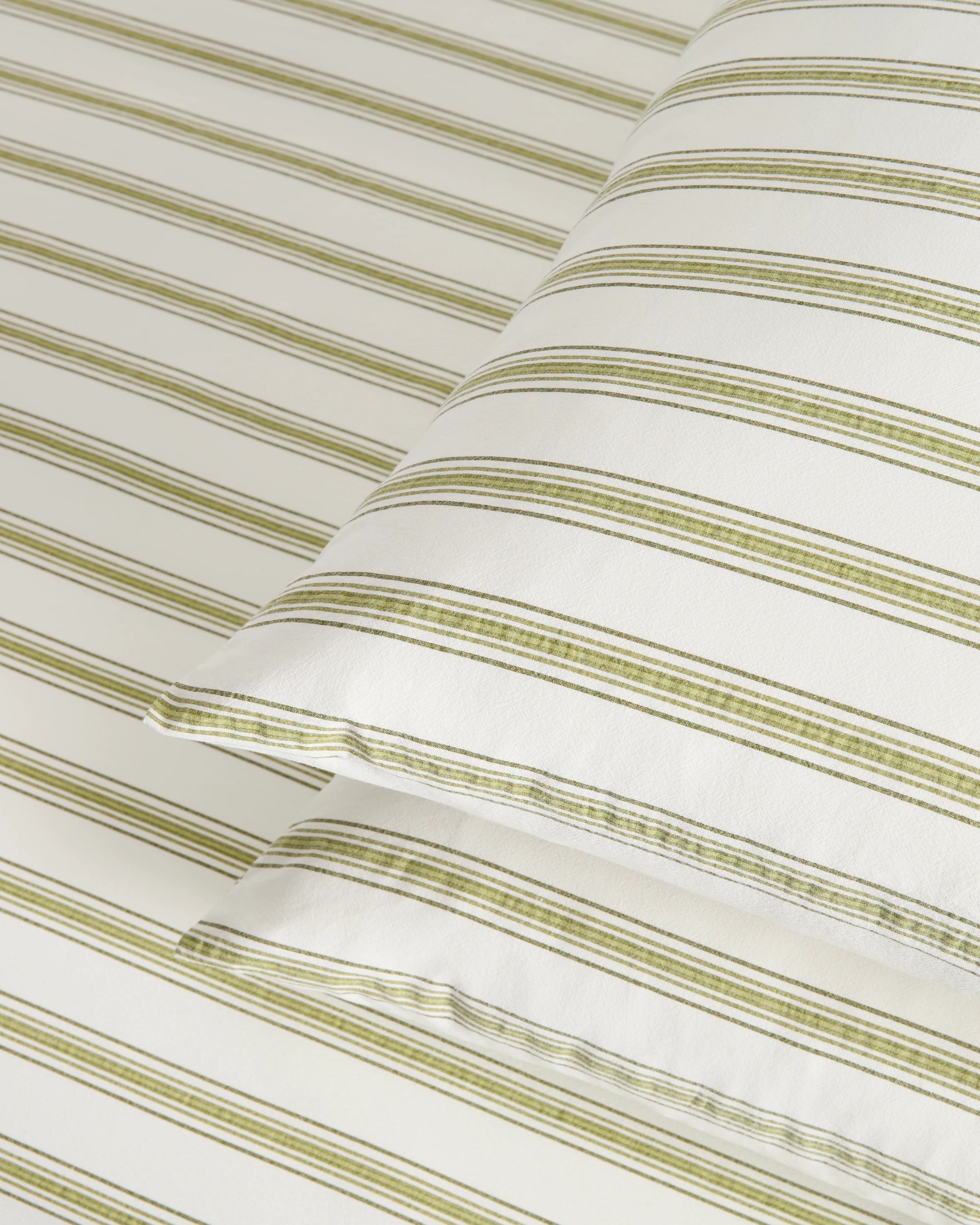 2 Arlo Stonewash Cotton Stripe Fitted Sheet - King Single Bed - Green, 2 of 3
