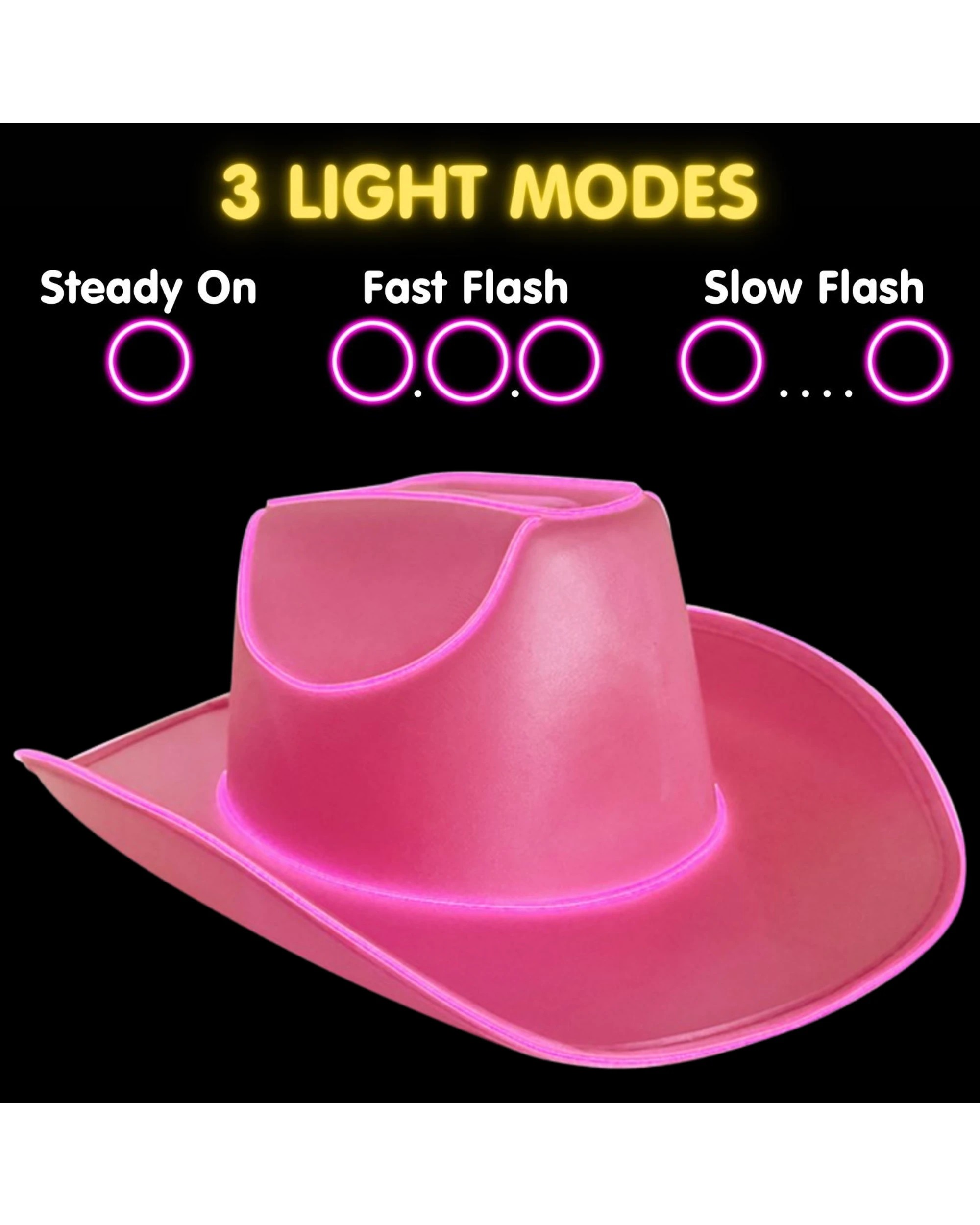 2 Party Planet Adult Light Up Cowgirl Hat - One Size - Pink, 2 of 2