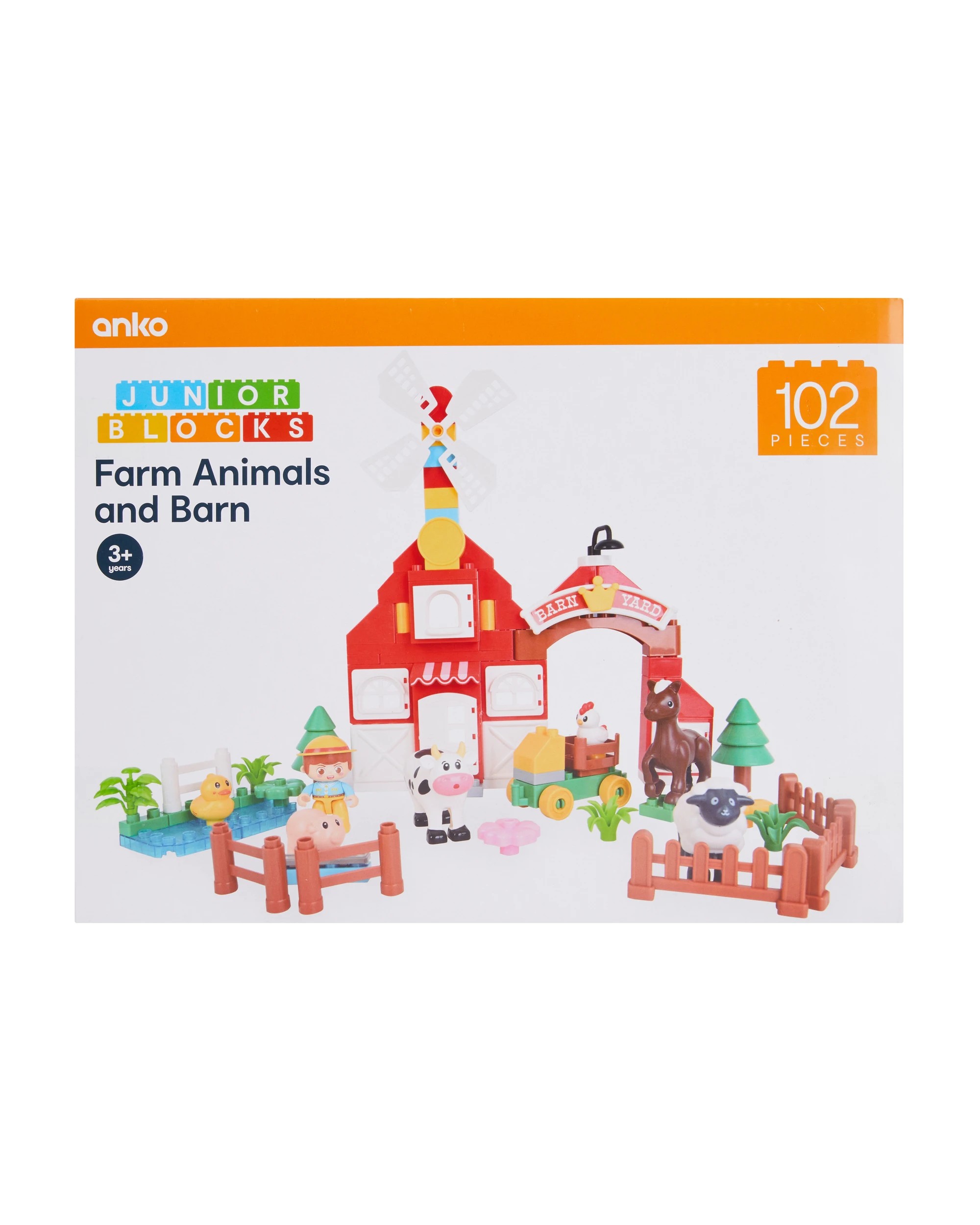 1 102 Piece Junior Blocks: Farm Animals and Barn, 1 of 2